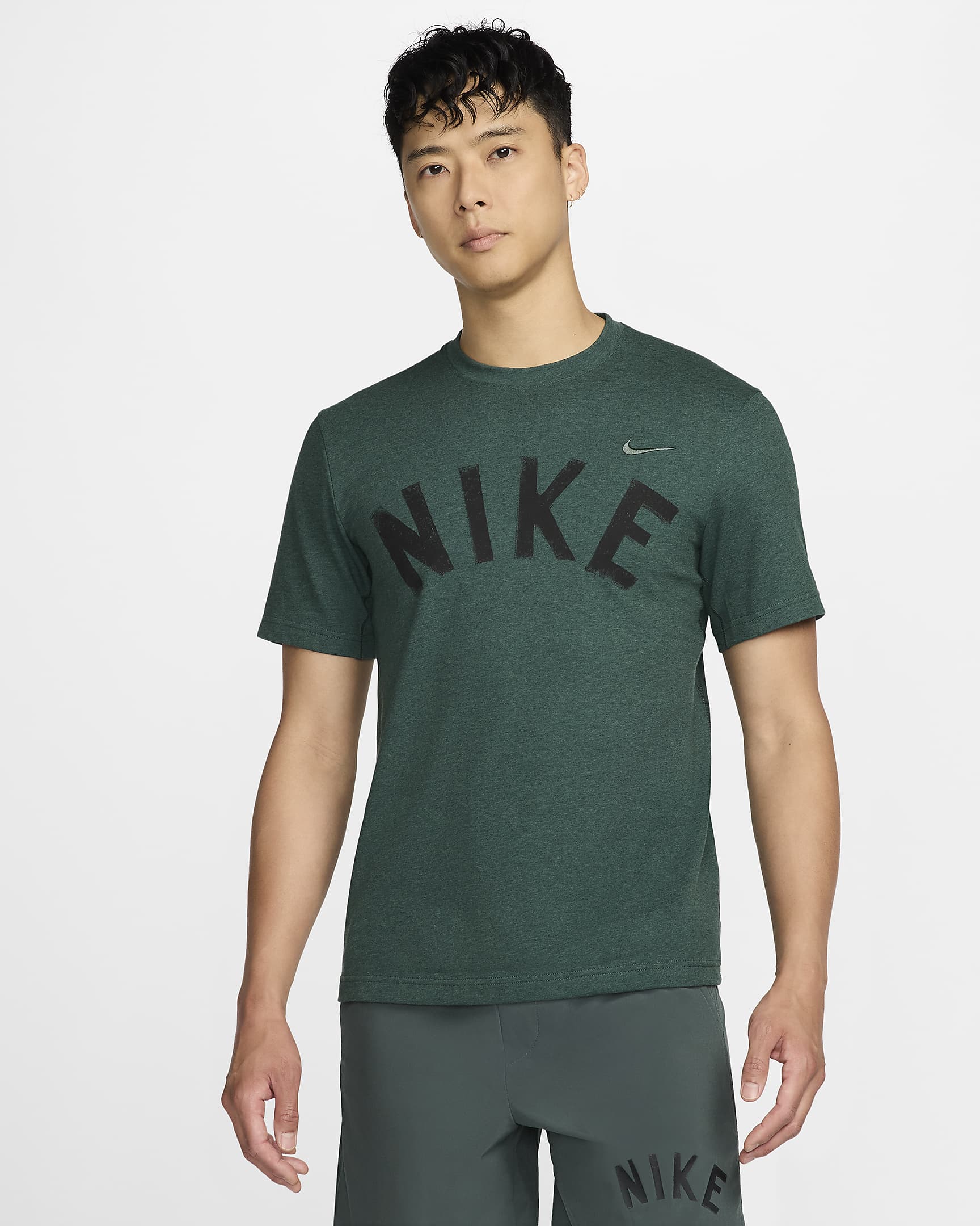 Nike Primary Swoosh Men's Dri-FIT Short-Sleeve Versatile Top - Vintage Green/Bicoastal/Heather/Black