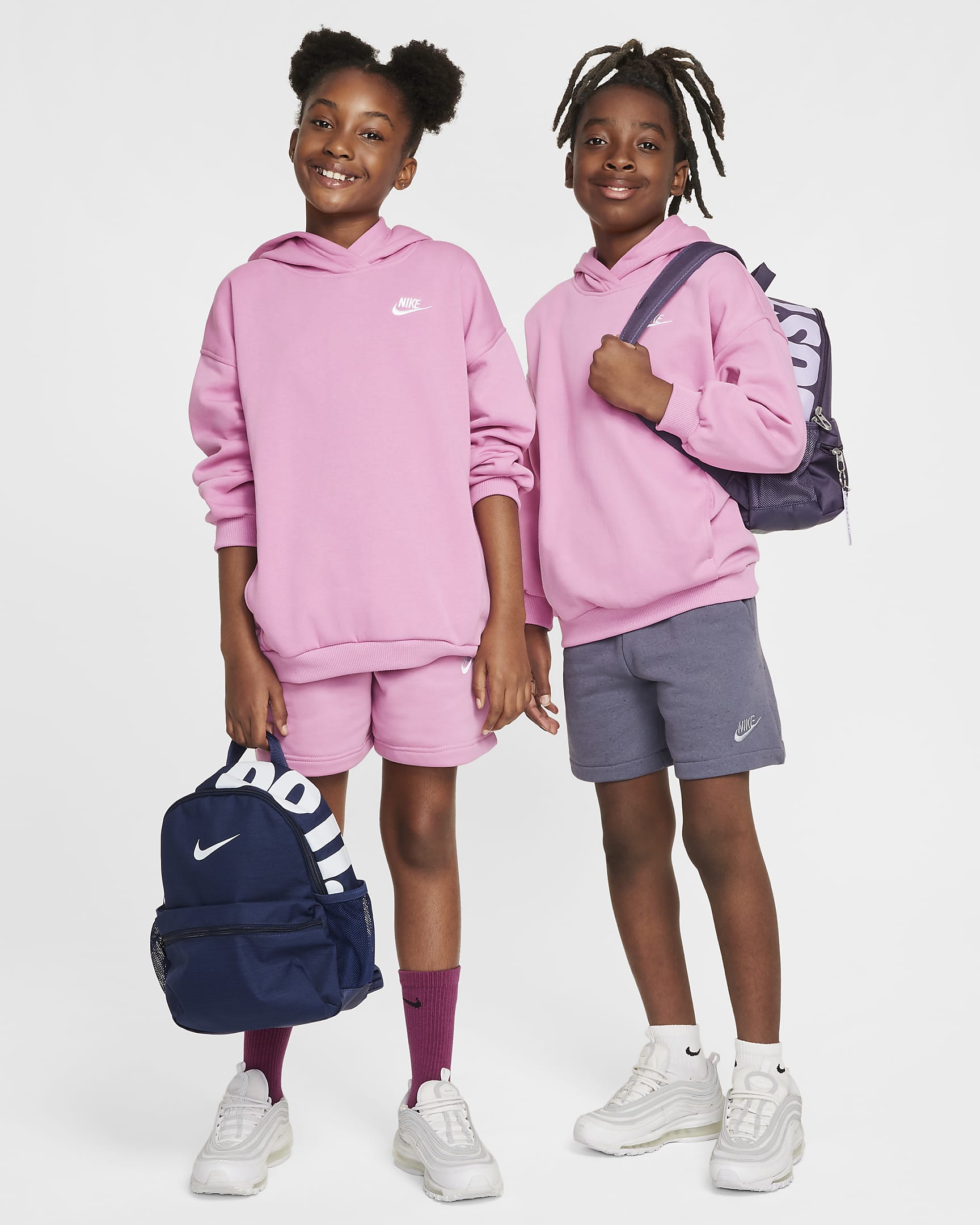 Nike Sportswear Club Fleece Big Kids' Oversized Pullover Hoodie - Magic Flamingo/White