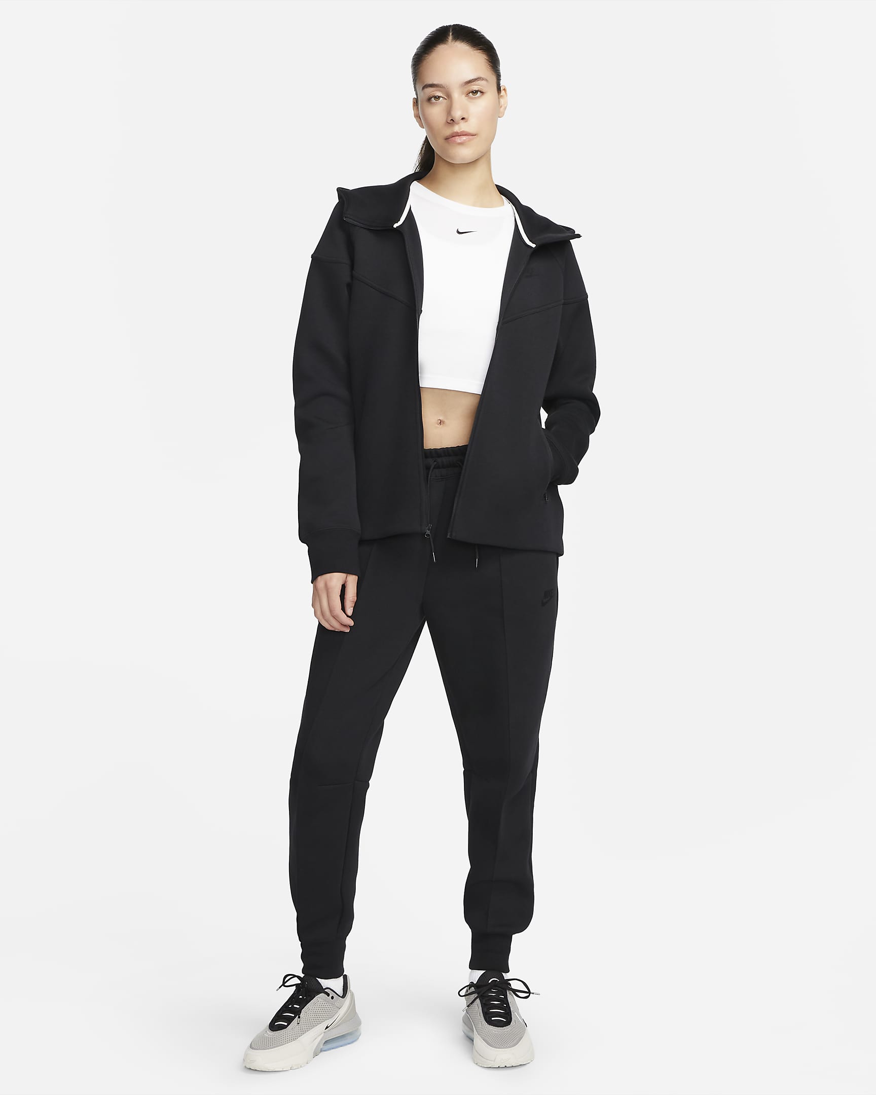 Sweat à capuche et zip Nike Sportswear Tech Fleece Windrunner pour femme - Noir/Noir