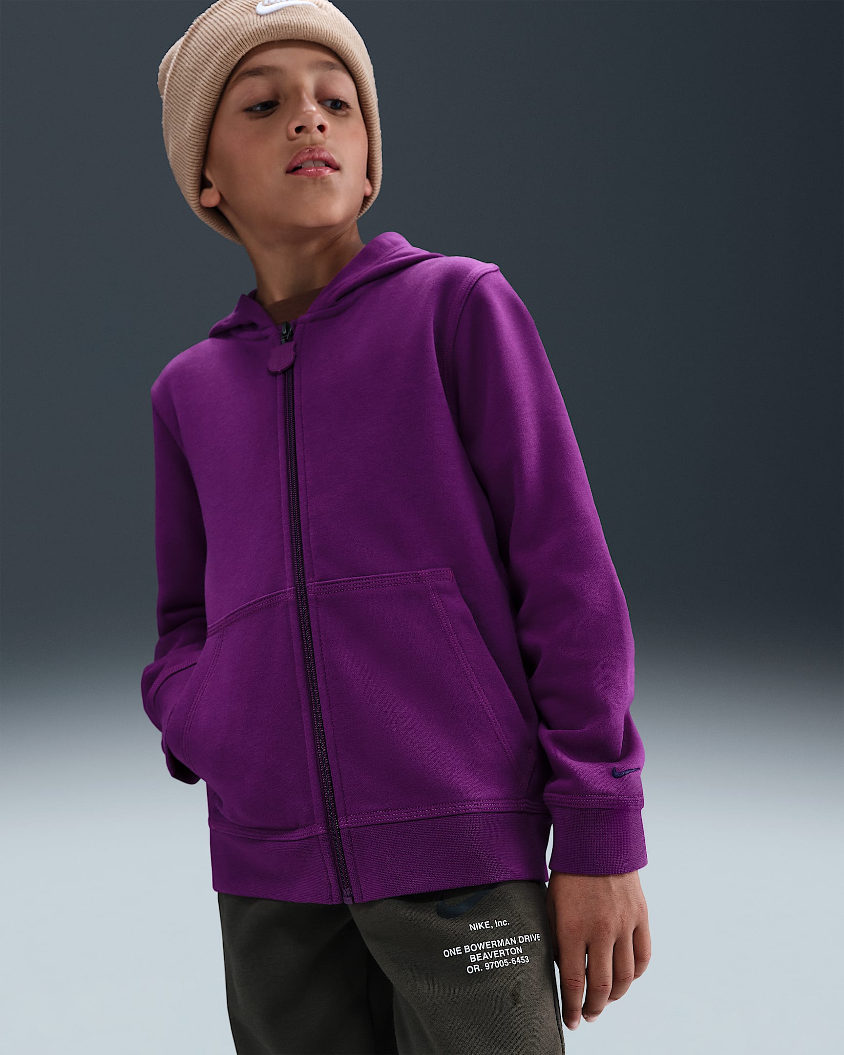 Felpa con cappuccio e zip a tutta lunghezza Nike Football FC Barcelona Club – Ragazzo - Bright Grape/Imperial Purple