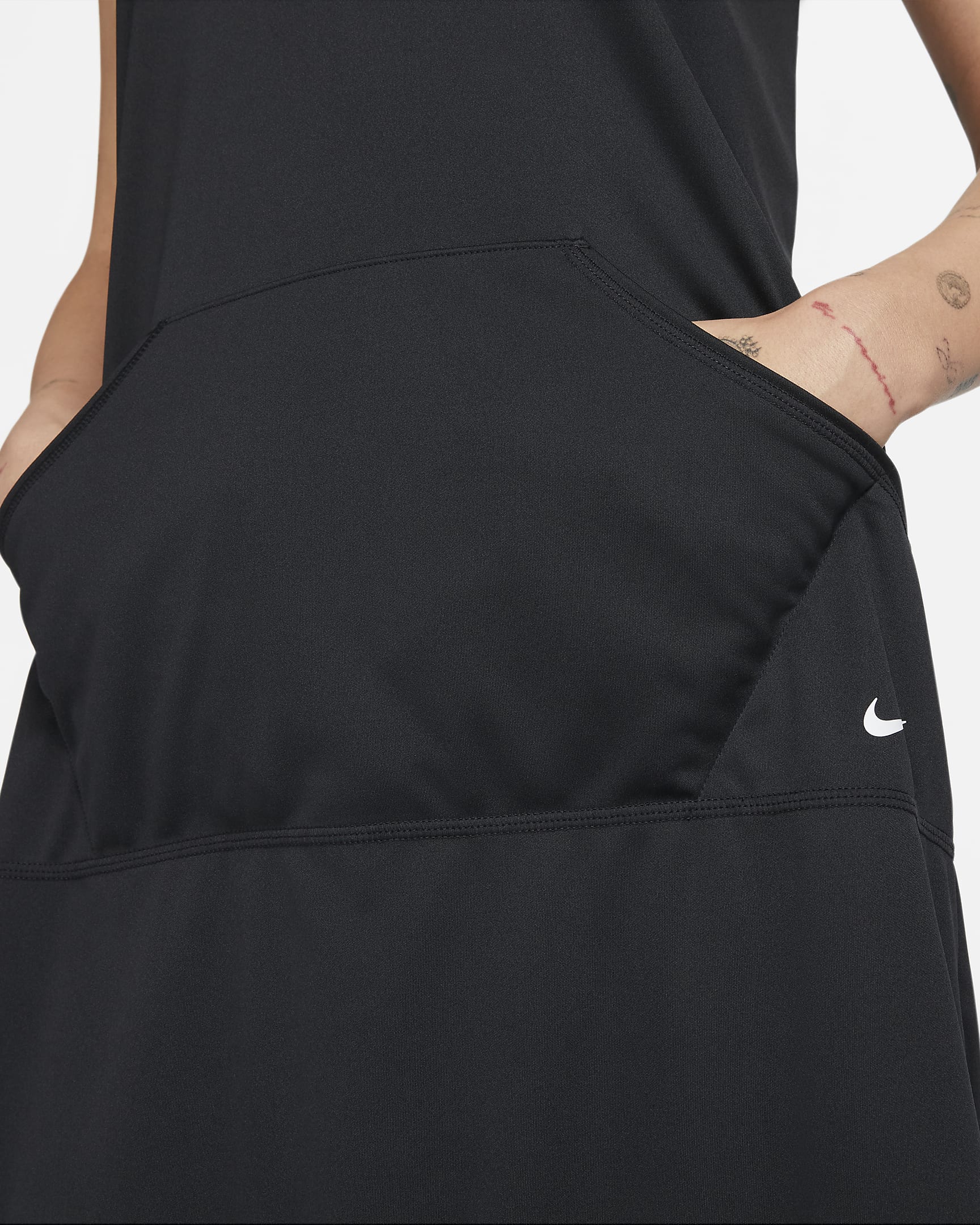 Vestido con gorro para mujer Nike Solid Cover-Up - Negro