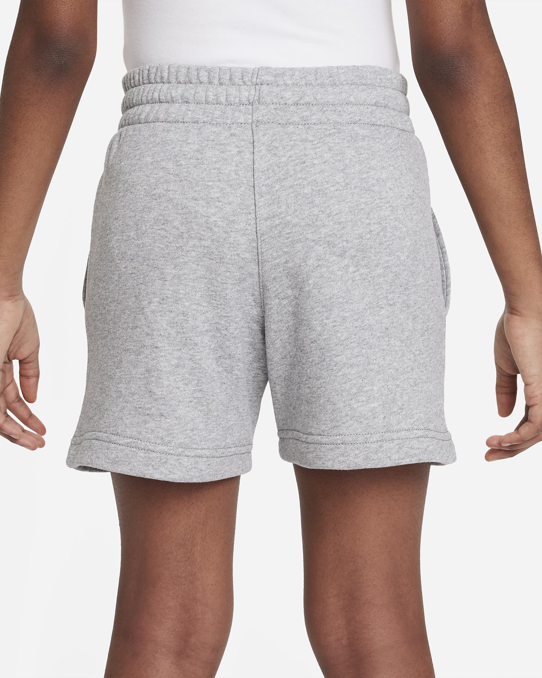 Nike Sportswear Club Fleece Older Kids' (Girls') 13cm (approx.) French Terry Shorts - Dark Grey Heather/Base Grey/White