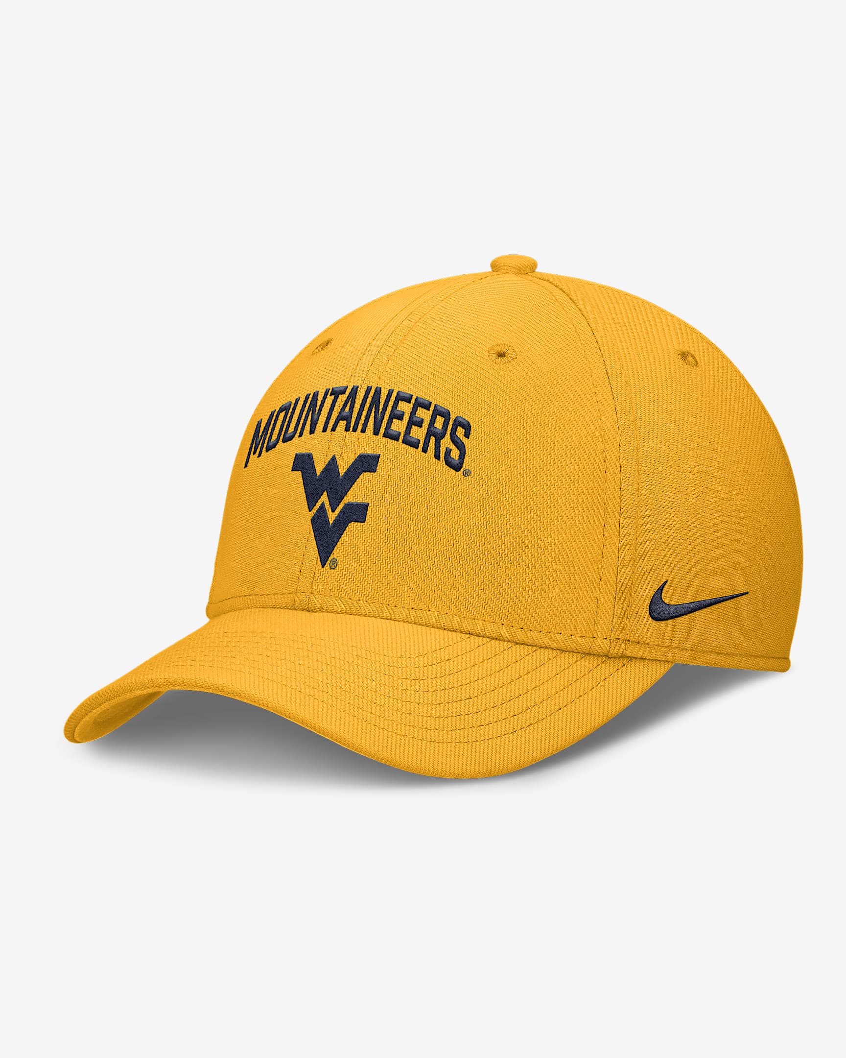 Gorra universitaria Nike Dri-FIT para hombre West Virginia On-Field Rise Swoosh - Oro