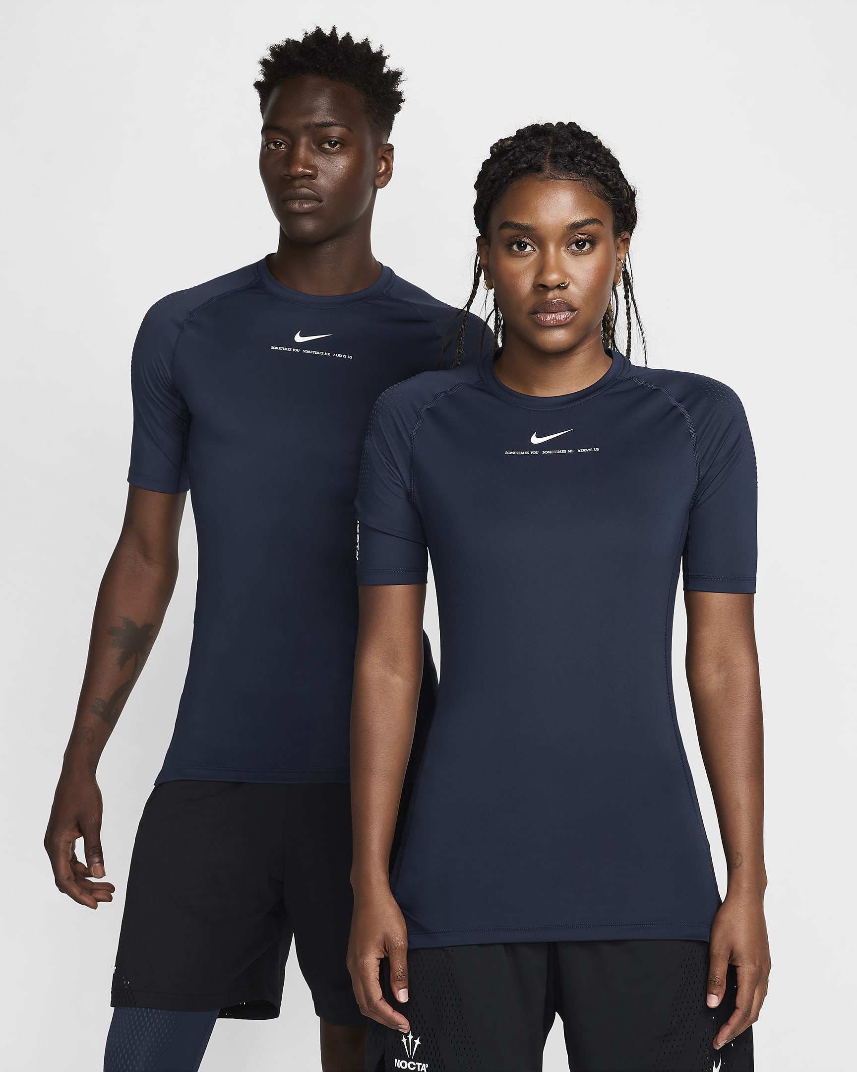 Haut de basketball première couche à manches courtes NOCTA pour Homme - College Navy/Blanc