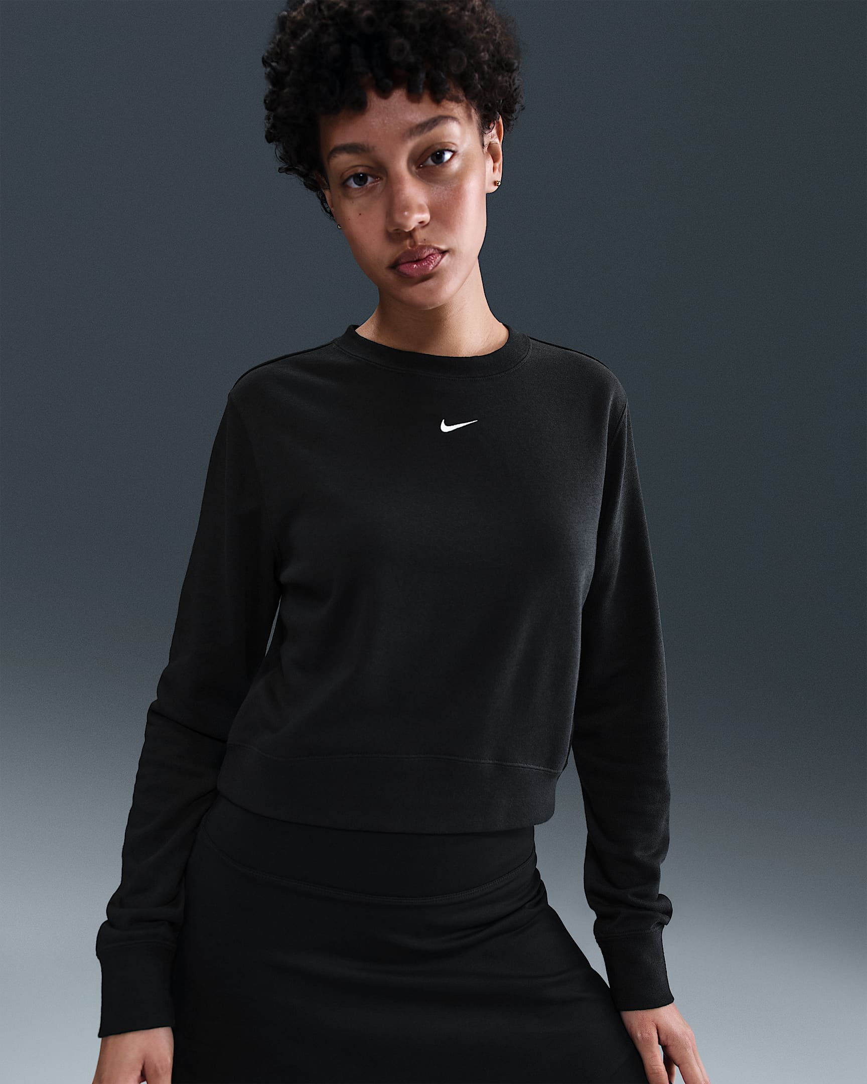 Nike Sportswear Chill Terry Women's Crew-Neck French Terry Sweatshirt - Black/Sail