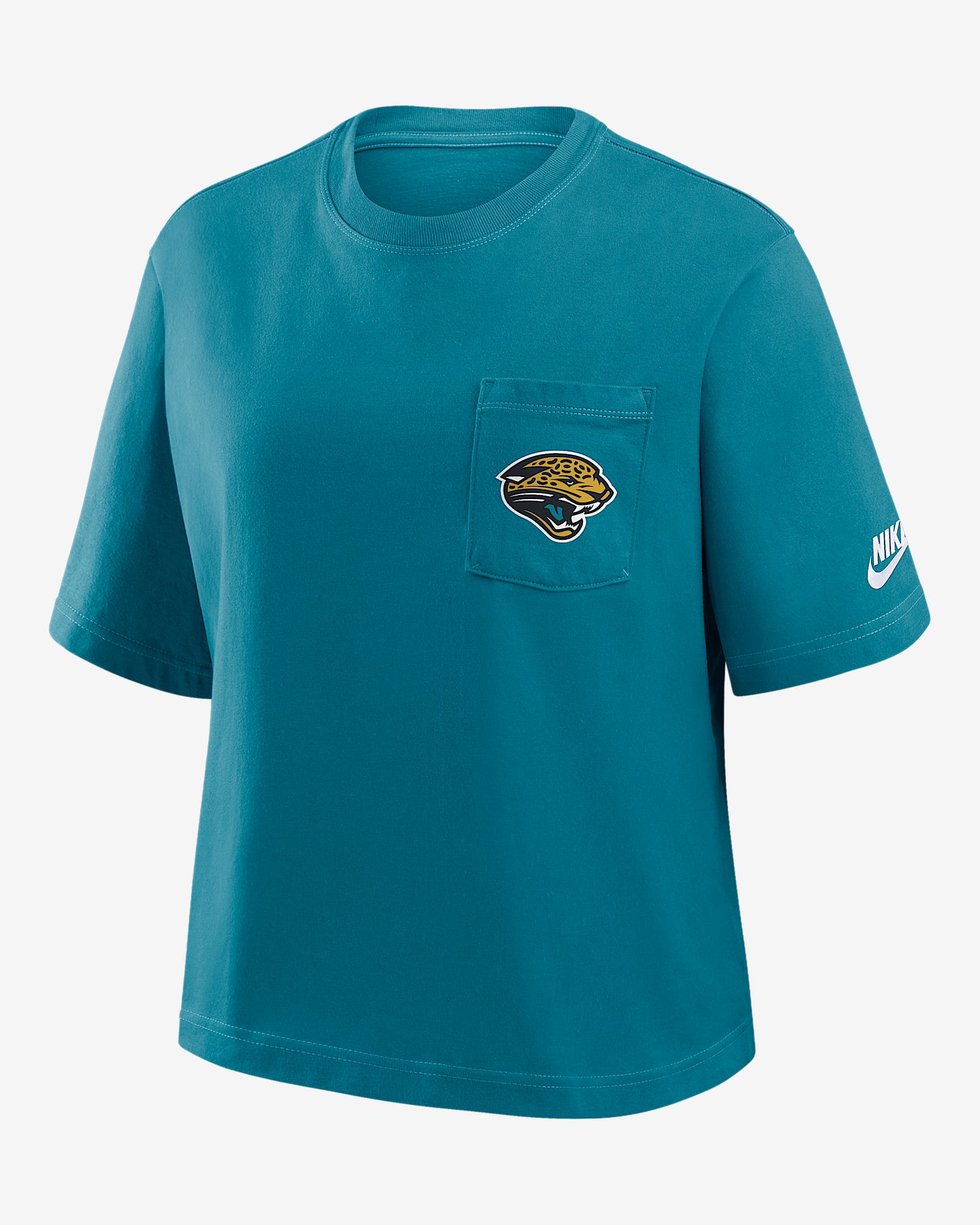 Jacksonville Jaguars Rewind Pocket Boxy Women's Nike NFL T-Shirt - Teal