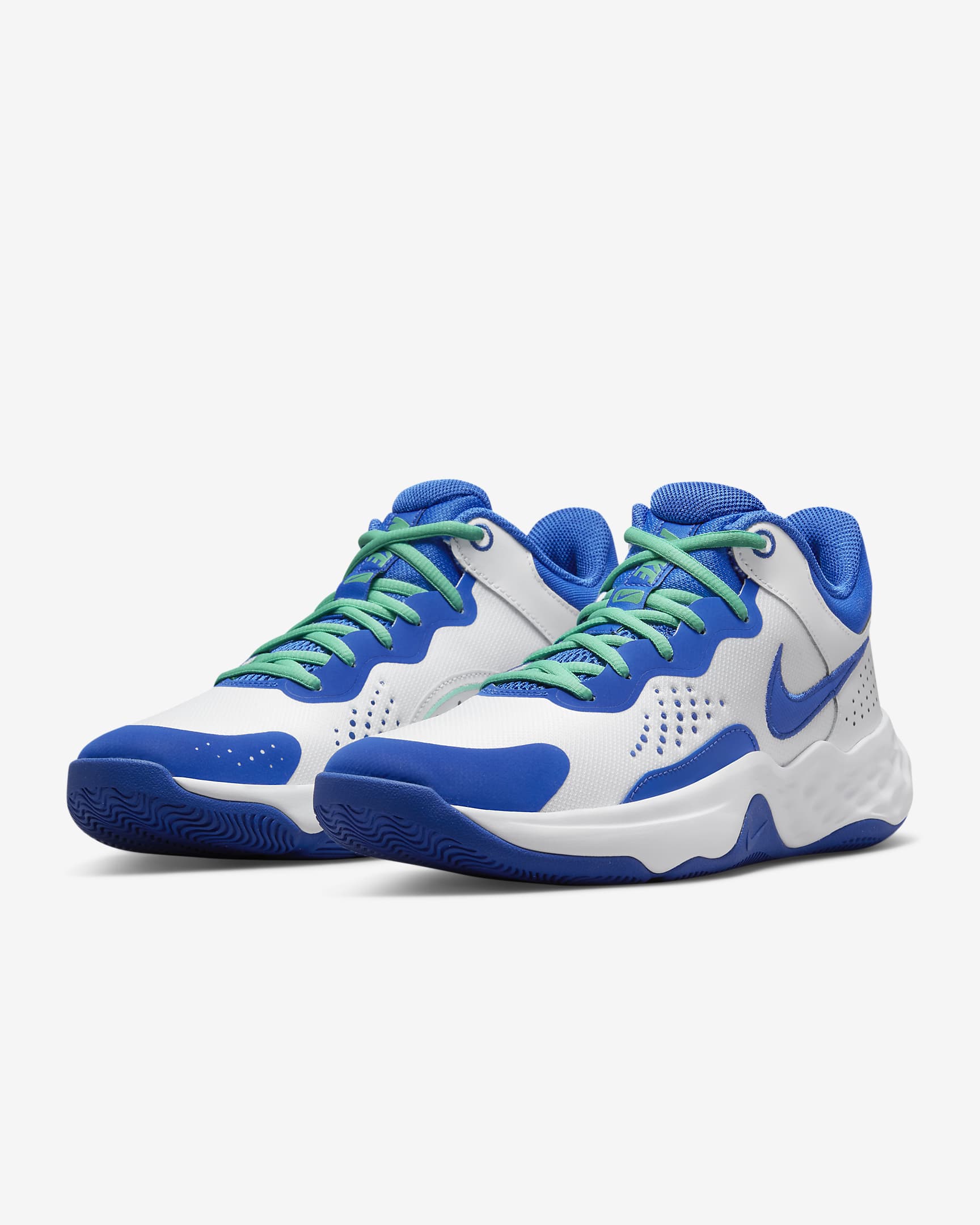 Nike Fly.By Mid 3 Basketball Shoes - White/Green Glow/Game Royal