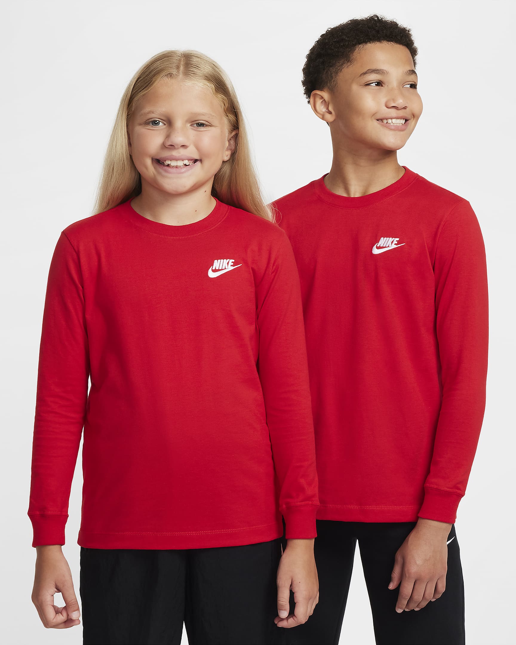 Playera de manga larga para niños grandes Nike Sportswear - Rojo universitario