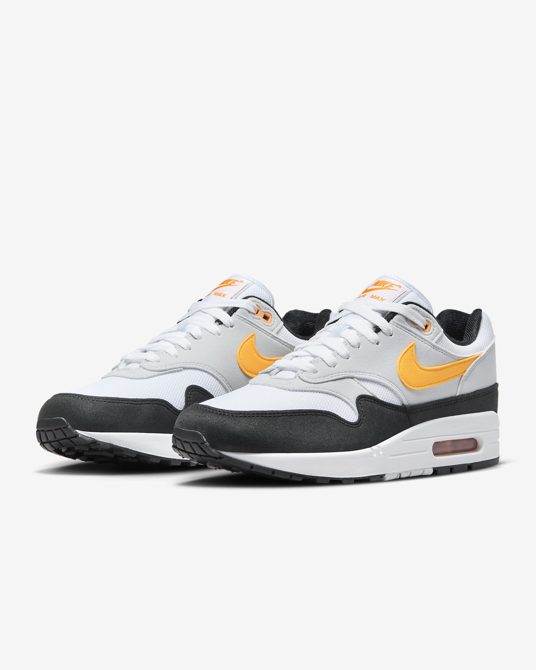 Nike Air Max 1-sko til mænd - hvid/sort/Pure Platinum/University Gold