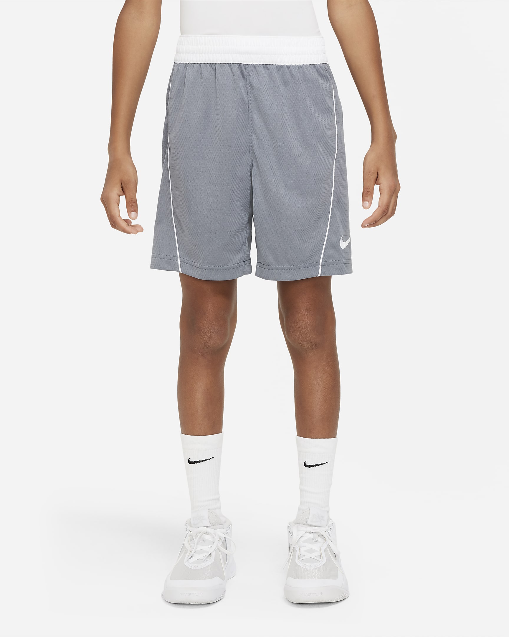 Nike Dri-FIT Big Kids' (Boys') Basketball Shorts - Smoke Grey/White/White