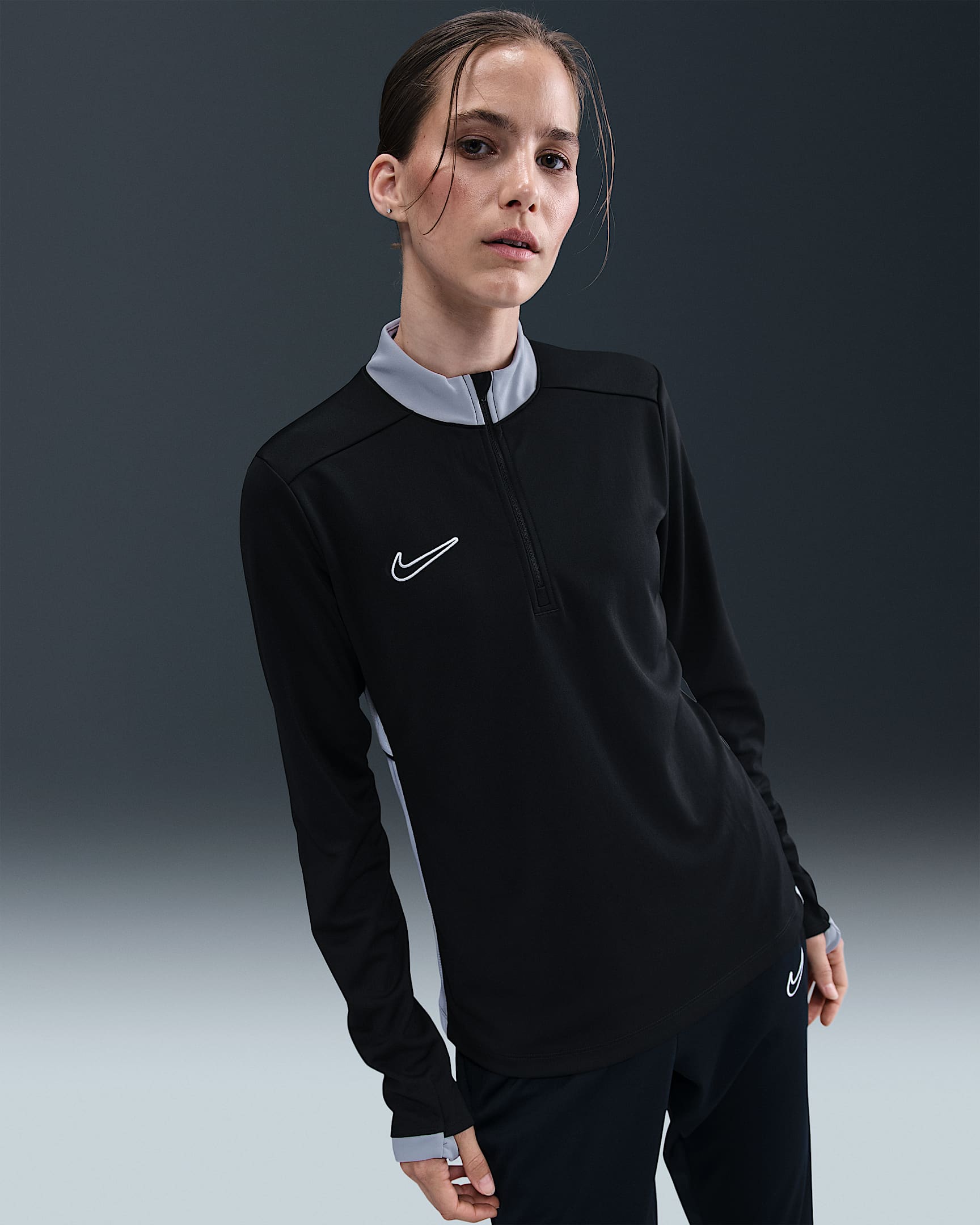 Nike Academy Women's Dri-FIT Football Drill Top - Black/Wolf Grey/White/White