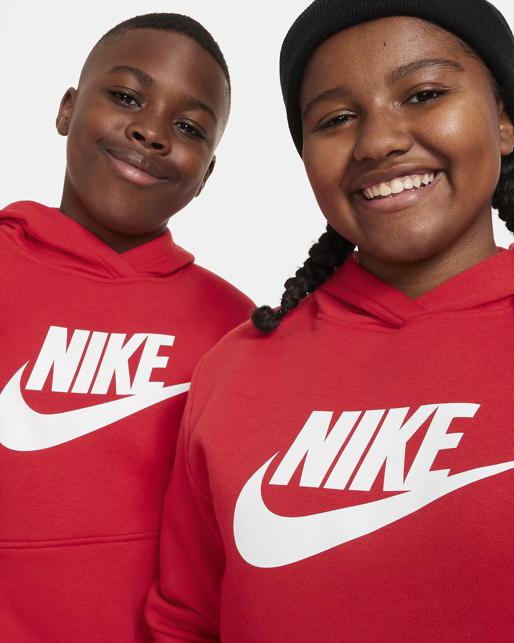 Nike Sportswear Club Fleece Big Kids' Hoodie (Extended Size) - University Red/White