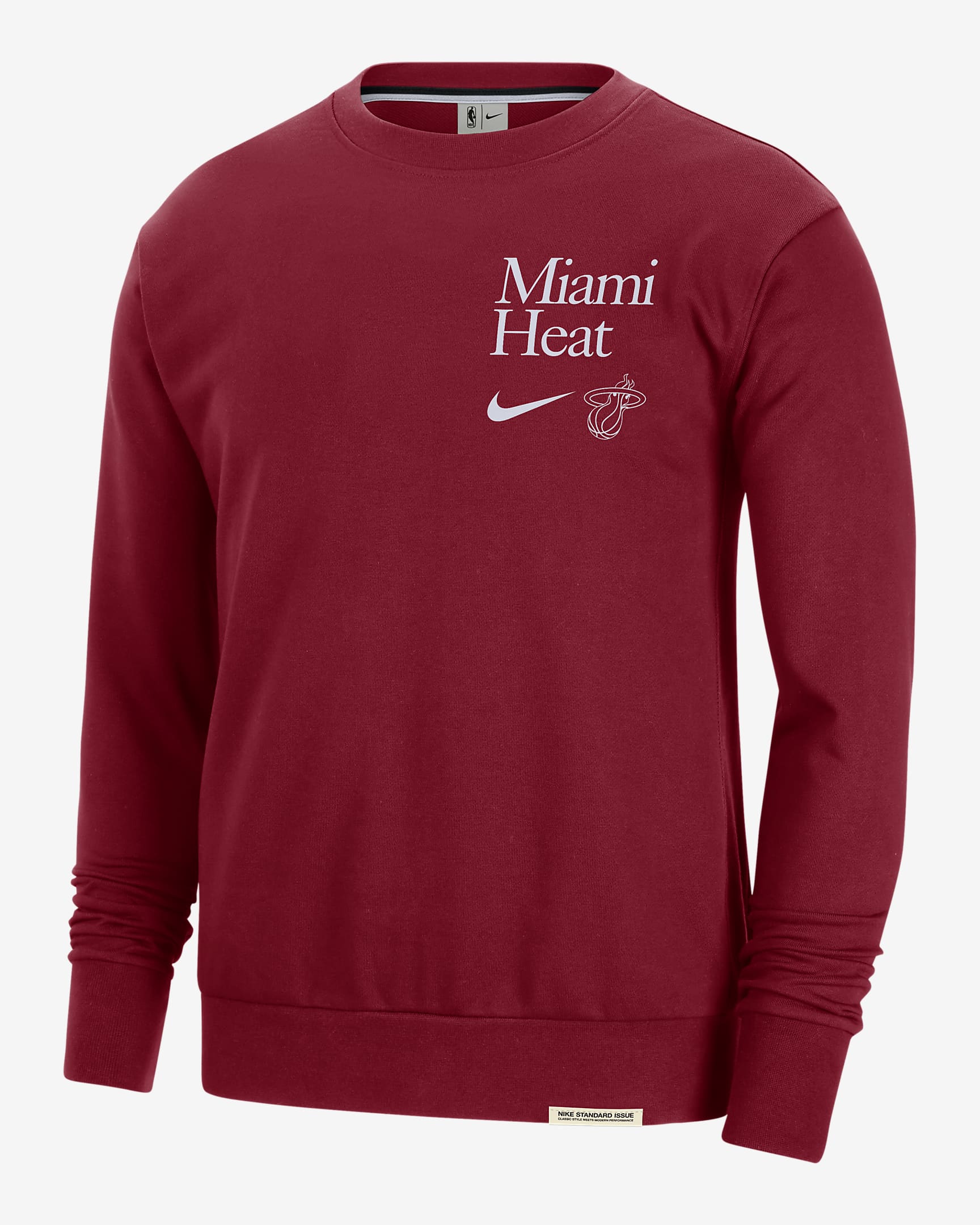 Miami Heat Standard Issue Nike Dri-FIT NBA-Sweatshirt mit Rundhalsausschnitt für Herren - Tough Red