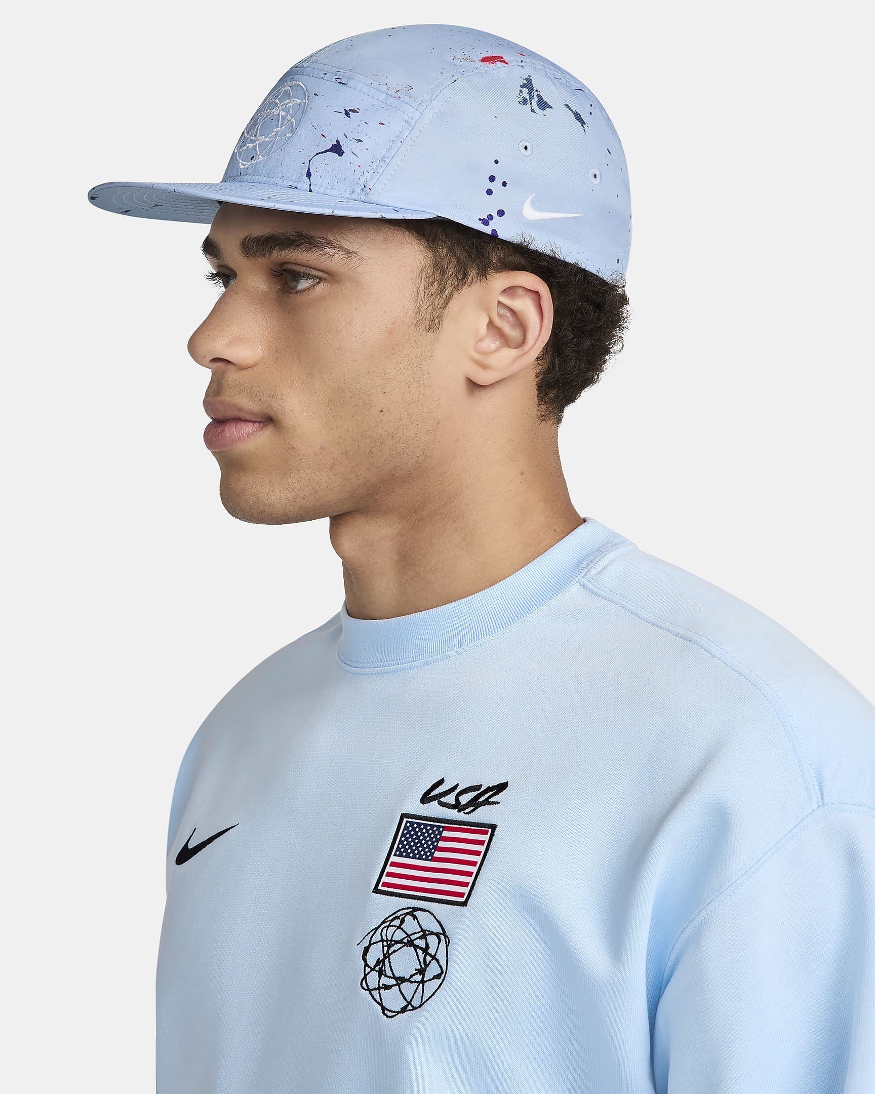 USA フライ ナイキ Dri-FIT ブレイキン キャップ - セレスタインブルー/ホワイト