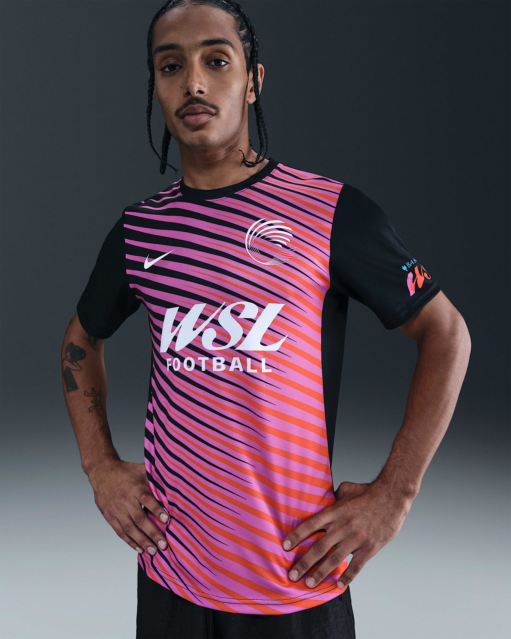 WSL Men's Nike Football Pre-Match Top - Black/Action Grape/Safety Orange