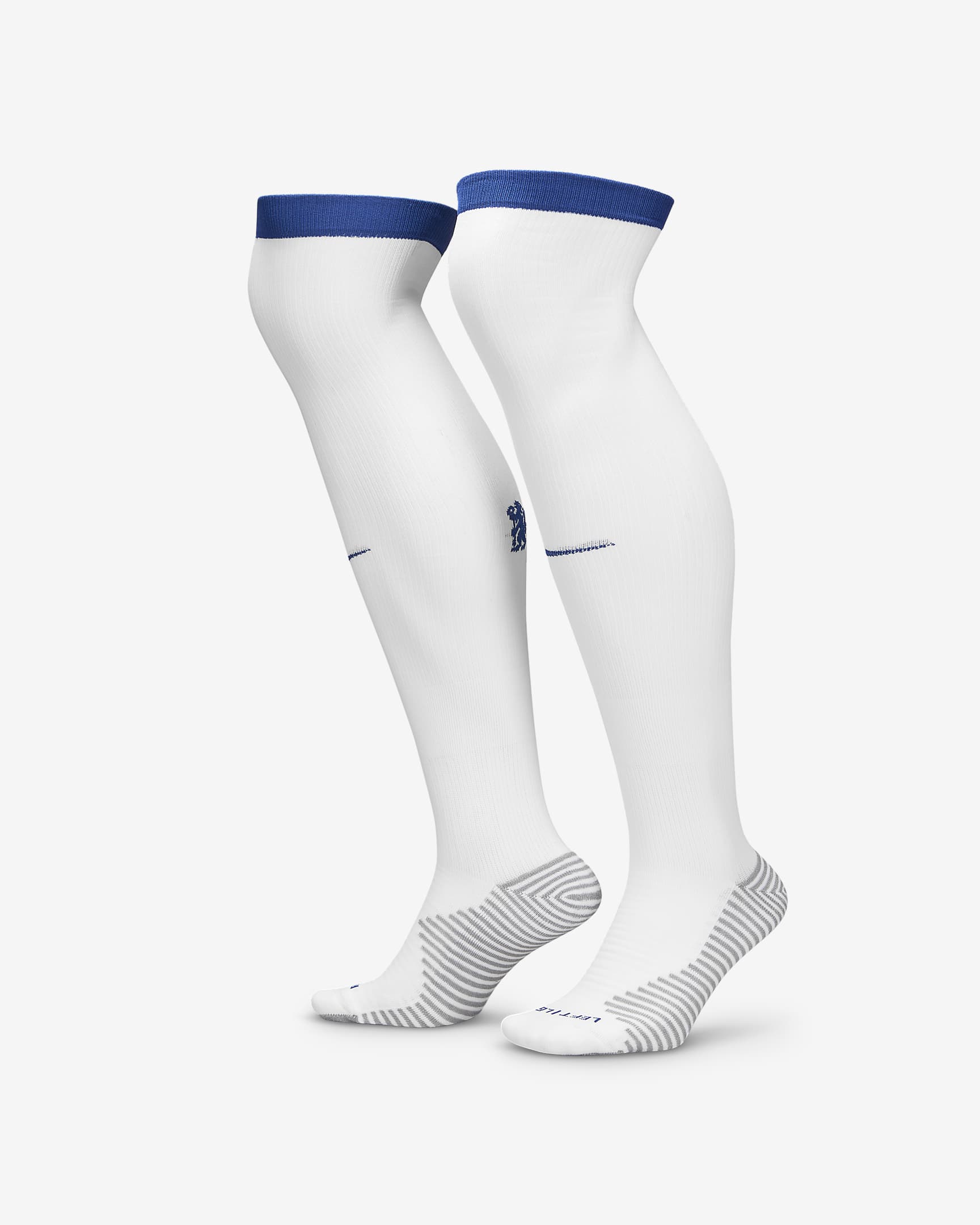 Chelsea F.C. Strike Home Nike Dri-FIT Knee-High Football Socks - White/Rush Blue/Rush Blue