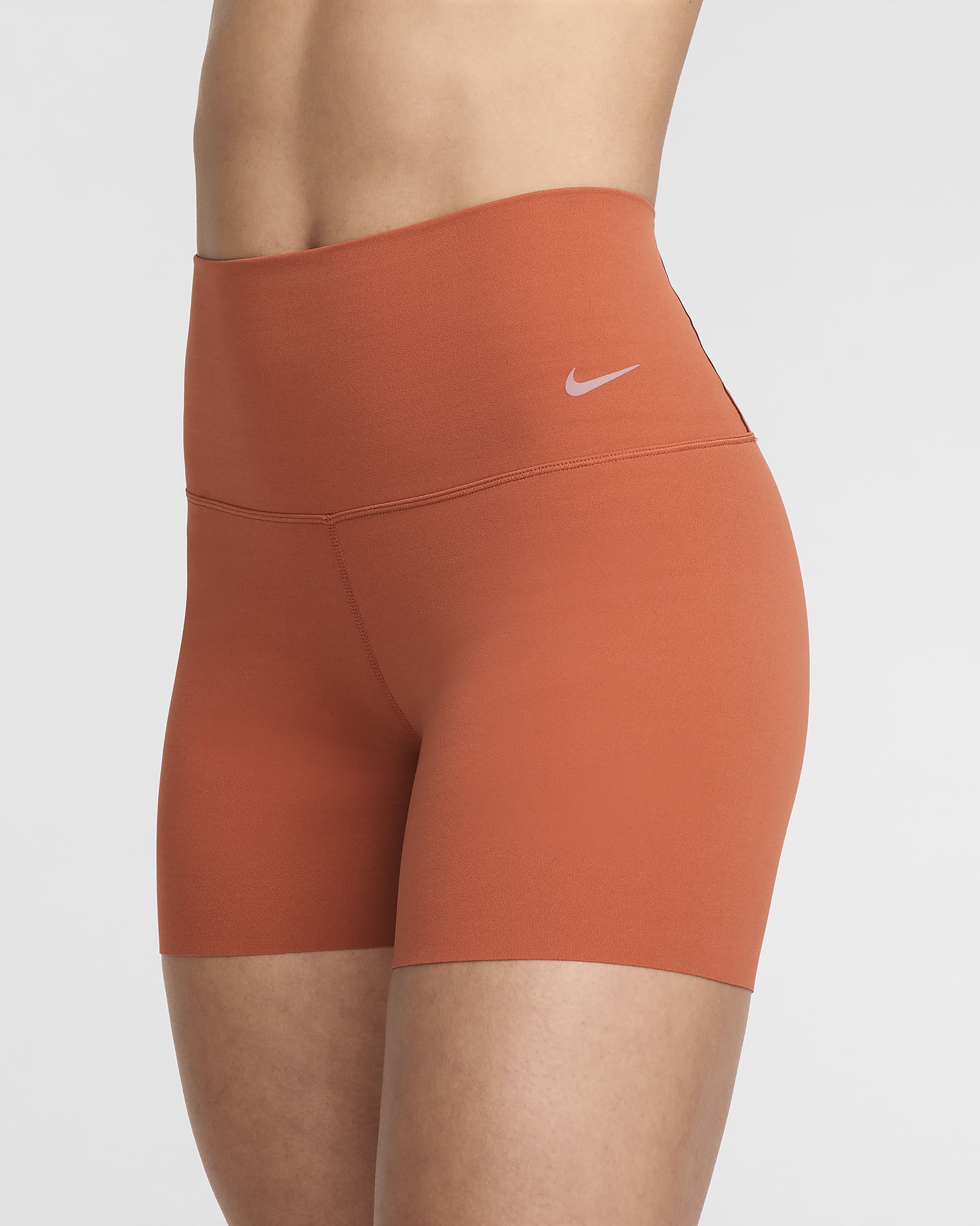 Nike Zenvy Bike-Shorts mit sanftem Halt und hohem Taillenbund für Damen (ca. 12 cm) - Burnt Sunrise/Schwarz