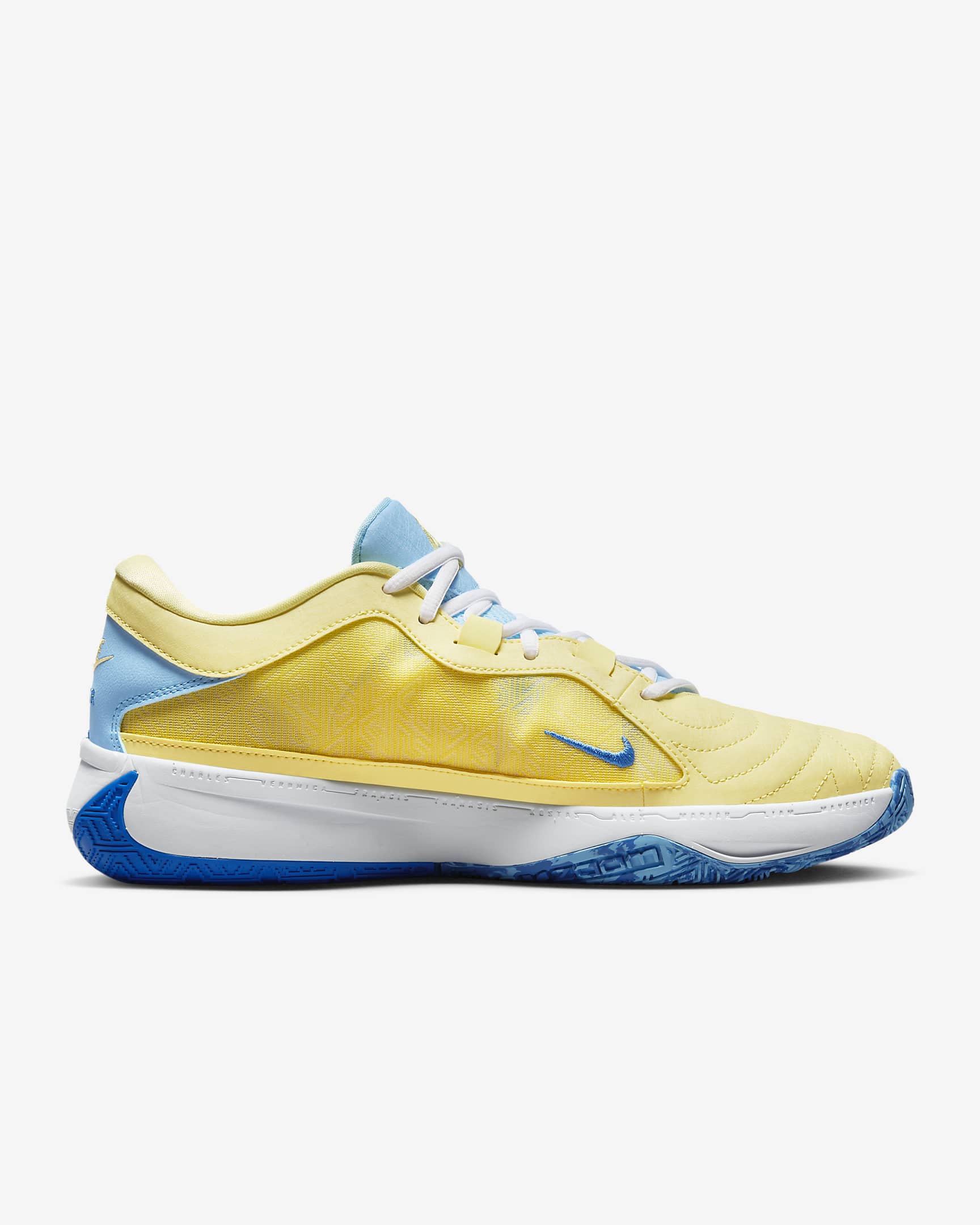 Giannis Freak 5 Basketball Shoes - Soft Yellow/White/Light Laser Orange/Light Photo Blue