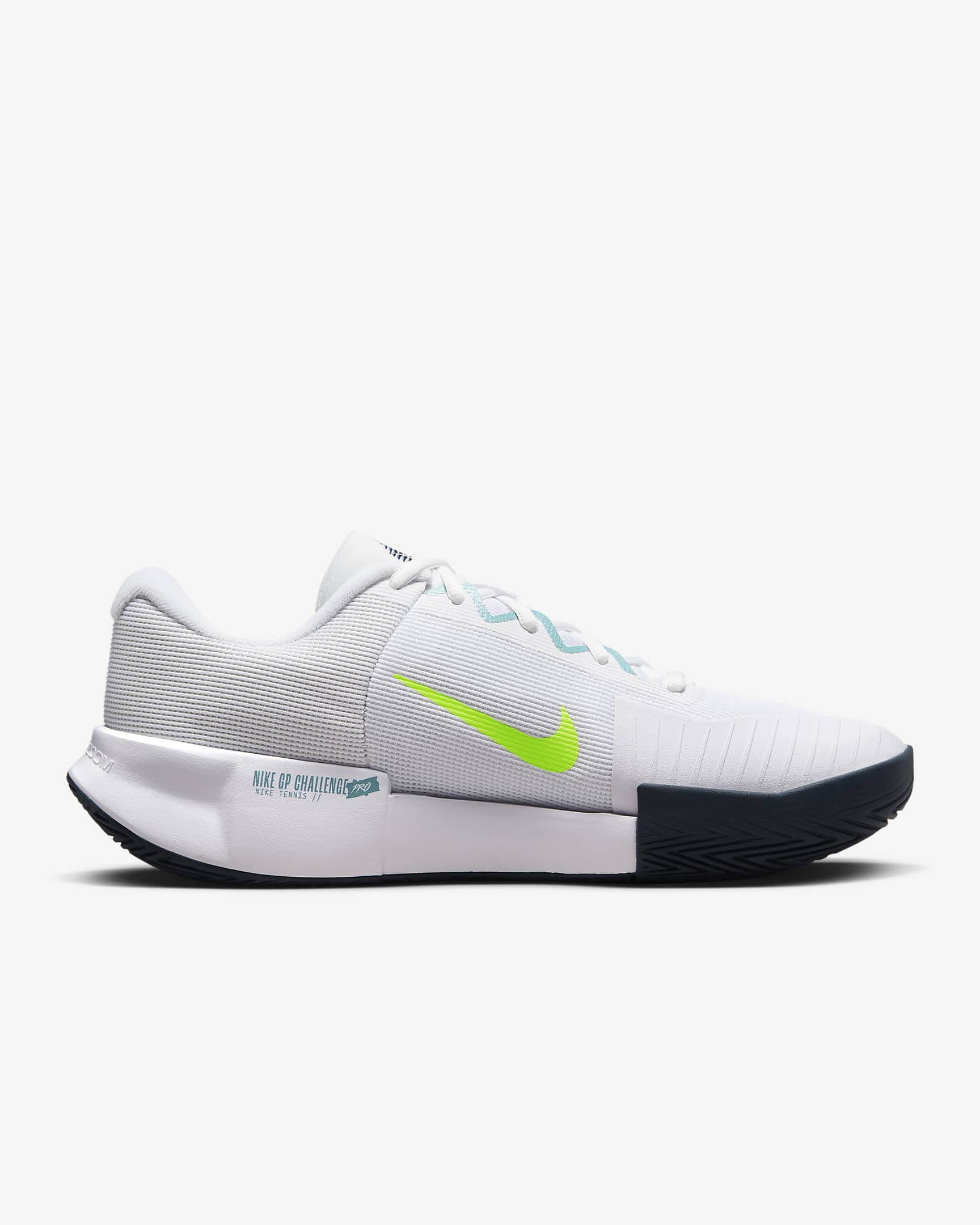 Nike GP Challenge Pro tennissko for hardcourt til herre - Hvit/Armory Navy/Volt/Denim Turquoise