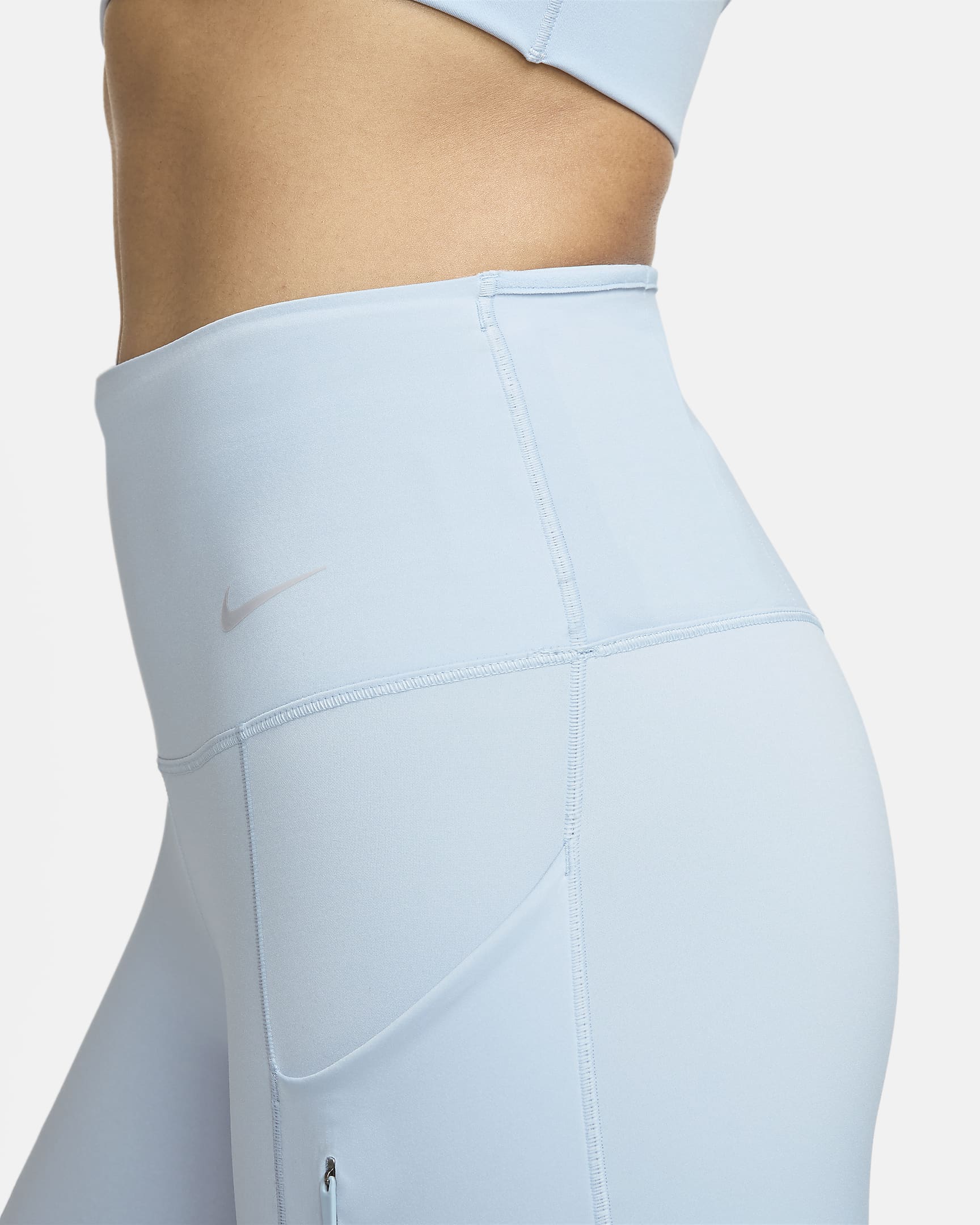 Nike Go Women's Firm-Support Mid-Rise Full-Length Leggings with Pockets - Light Armoury Blue/Black