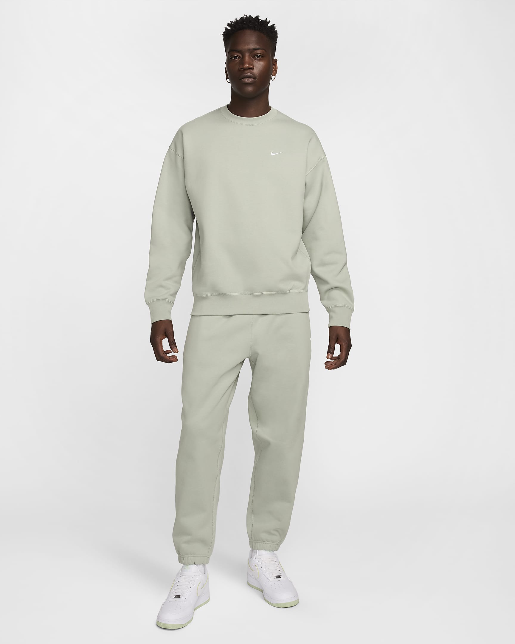 Nike Solo Swoosh Men's Fleece Crew - Jade Horizon/White