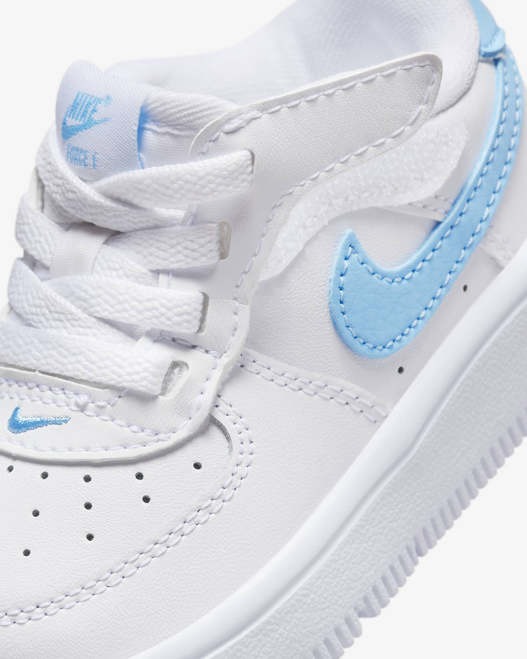 Nike Force 1 Low EasyOn Baby/Toddler Shoes - White/White/Aquarius Blue