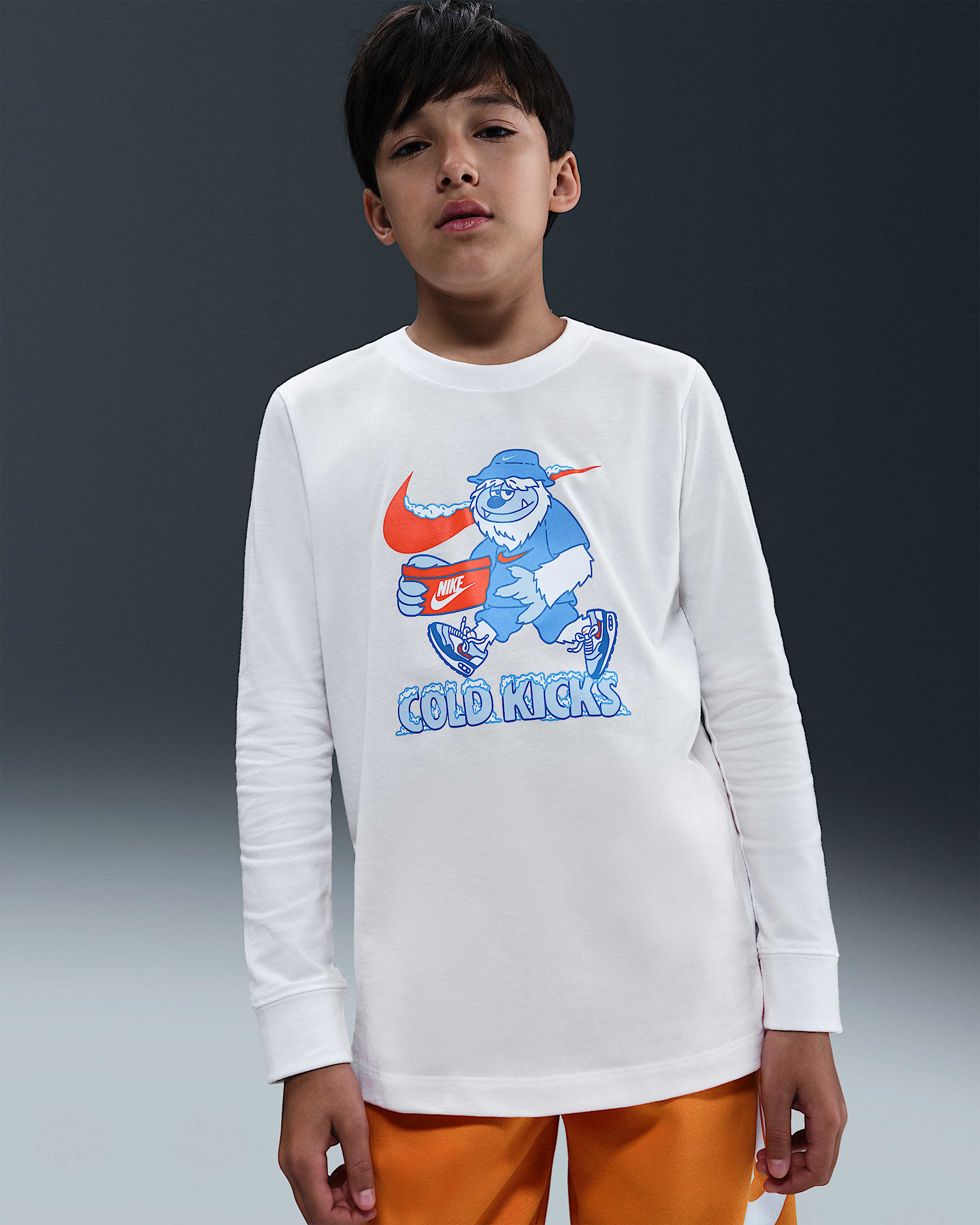 Playera de manga larga para niños grandes Nike Sportswear - Blanco