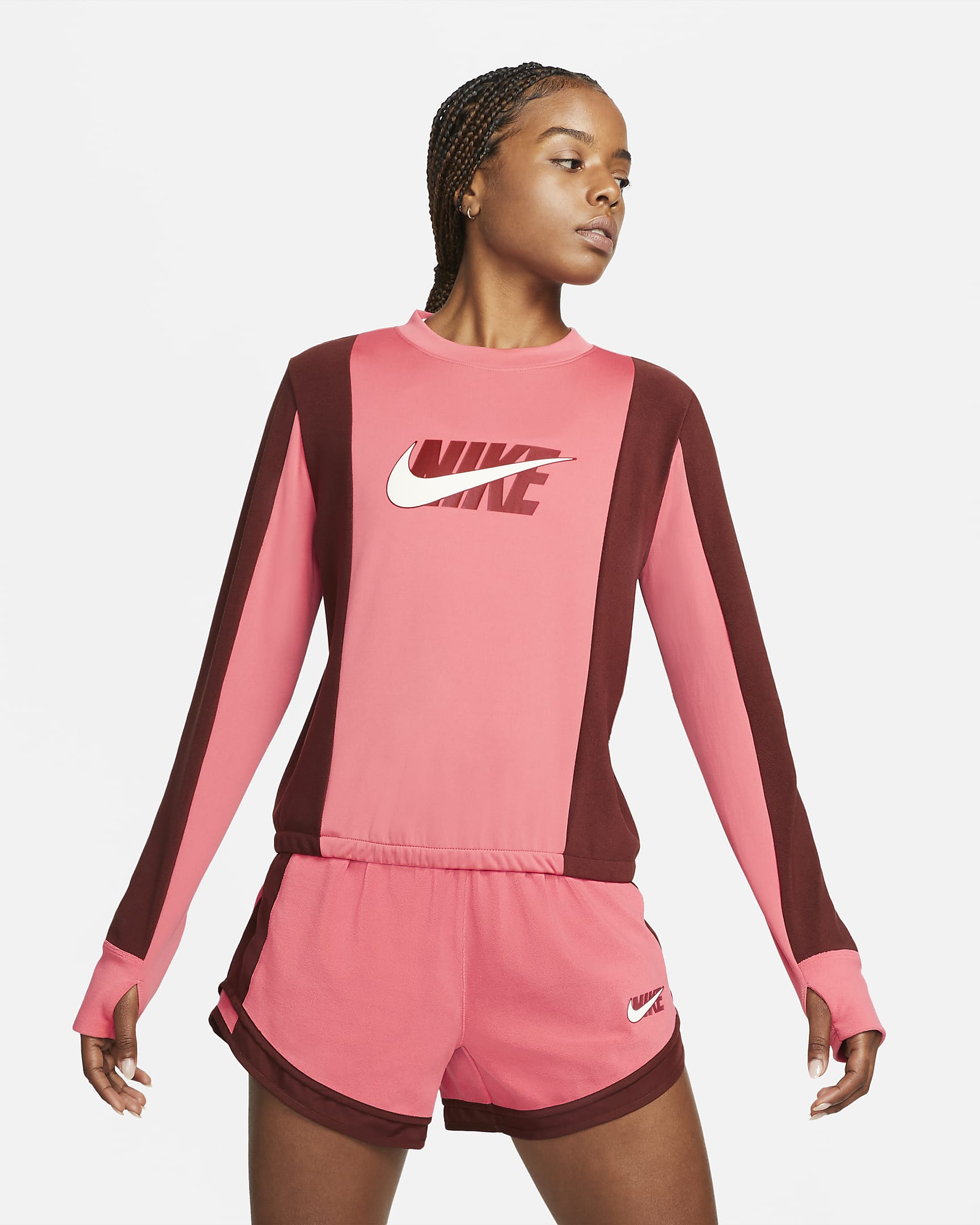 Prenda de capa media de running para mujer Nike Dri-FIT Icon Clash - Rosa arcaico/Bronce eclipse/Cedro/Vela