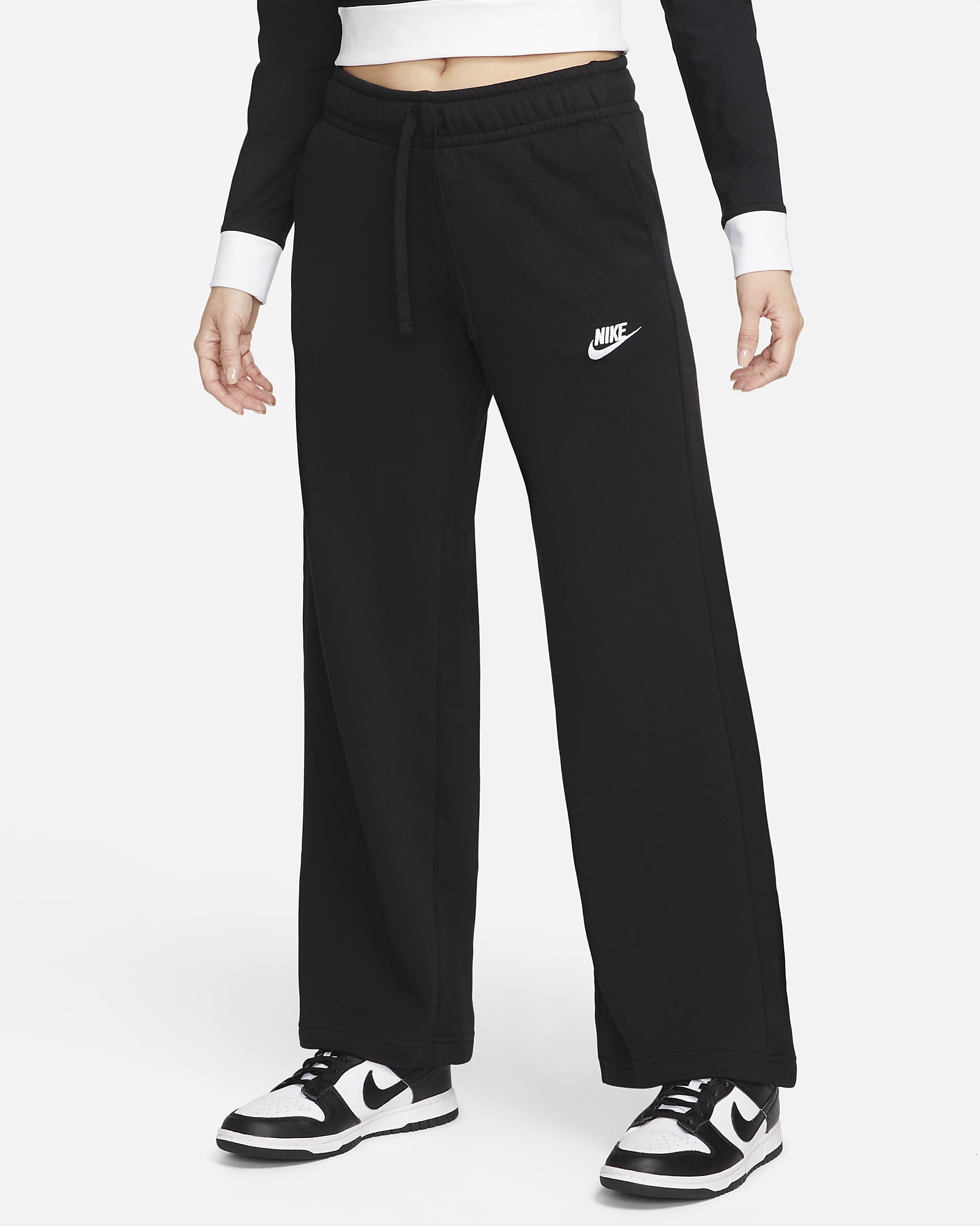 Nike Sportswear Club Fleece Women's Mid-Rise Wide-Leg Tracksuit Bottoms ...