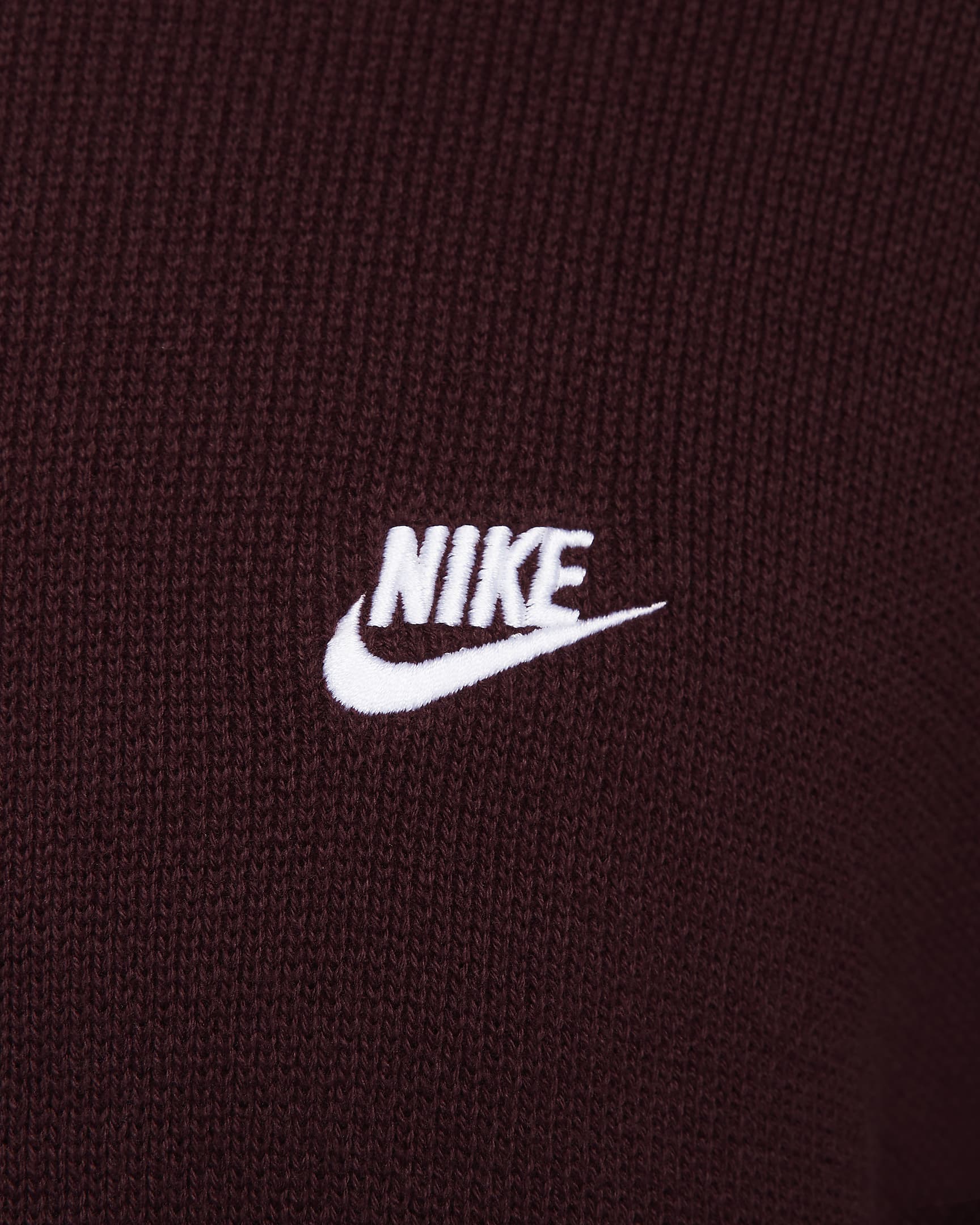 Pull à col ras-du-cou Nike Club pour homme - Burgundy Crush/Blanc