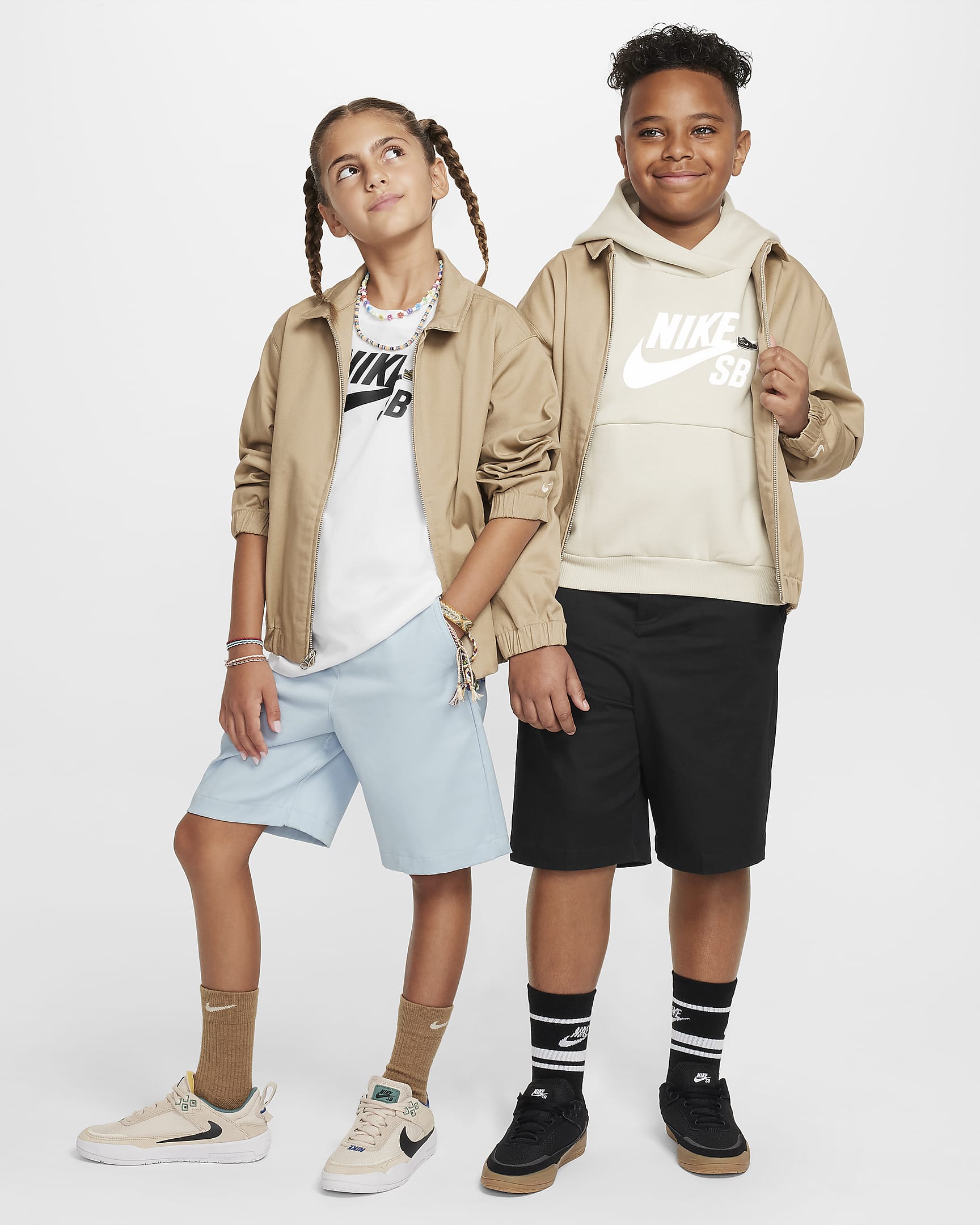 Nike SB skatecoachjack voor kids - Khaki/Light Orewood Brown