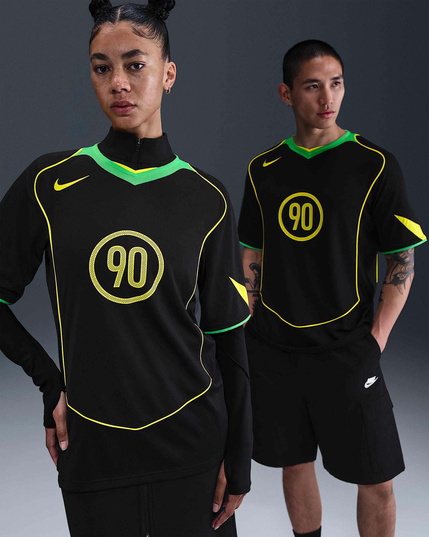Nike Total 90 Men's Dri-FIT Soccer Jersey - Black/Green Spark/Opti Yellow/Opti Yellow