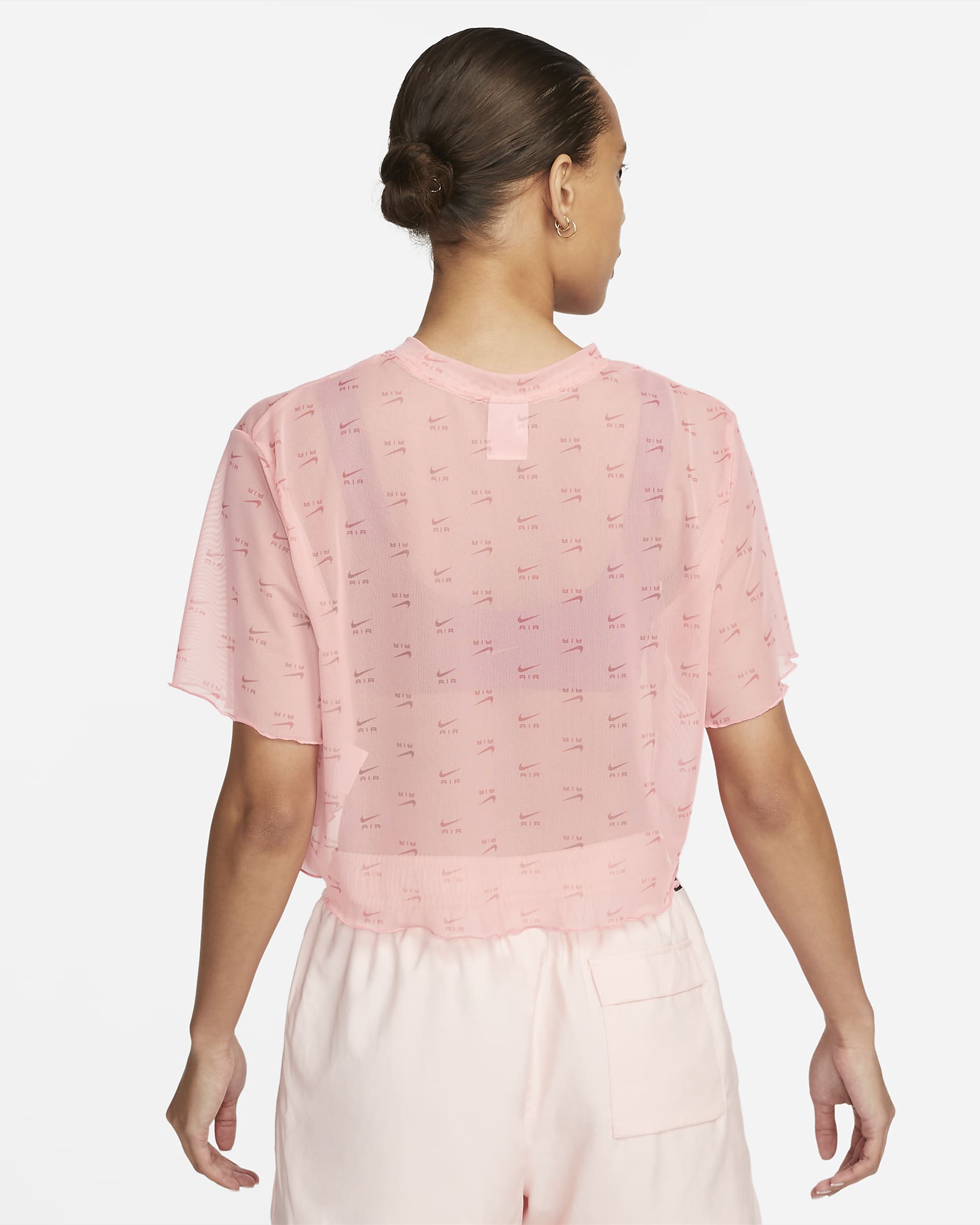 Nike Air Women's Printed Mesh Short-sleeve Crop Top - Coral Chalk