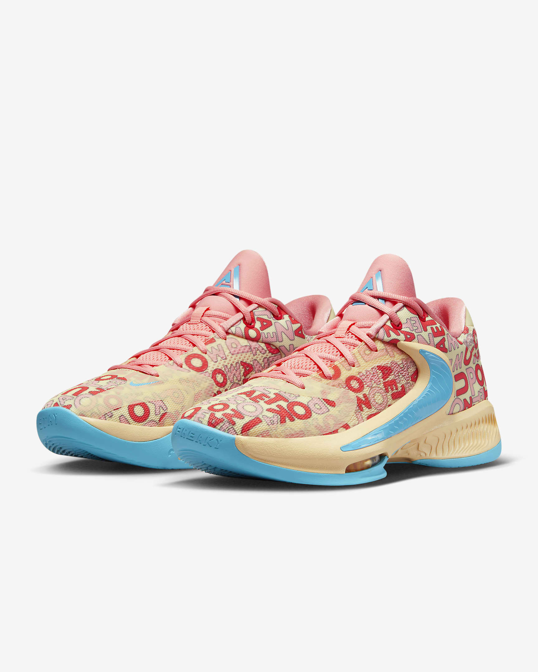 Freak 4 Basketball Shoes - Pale Vanilla/Coral Chalk/Blue Lightning