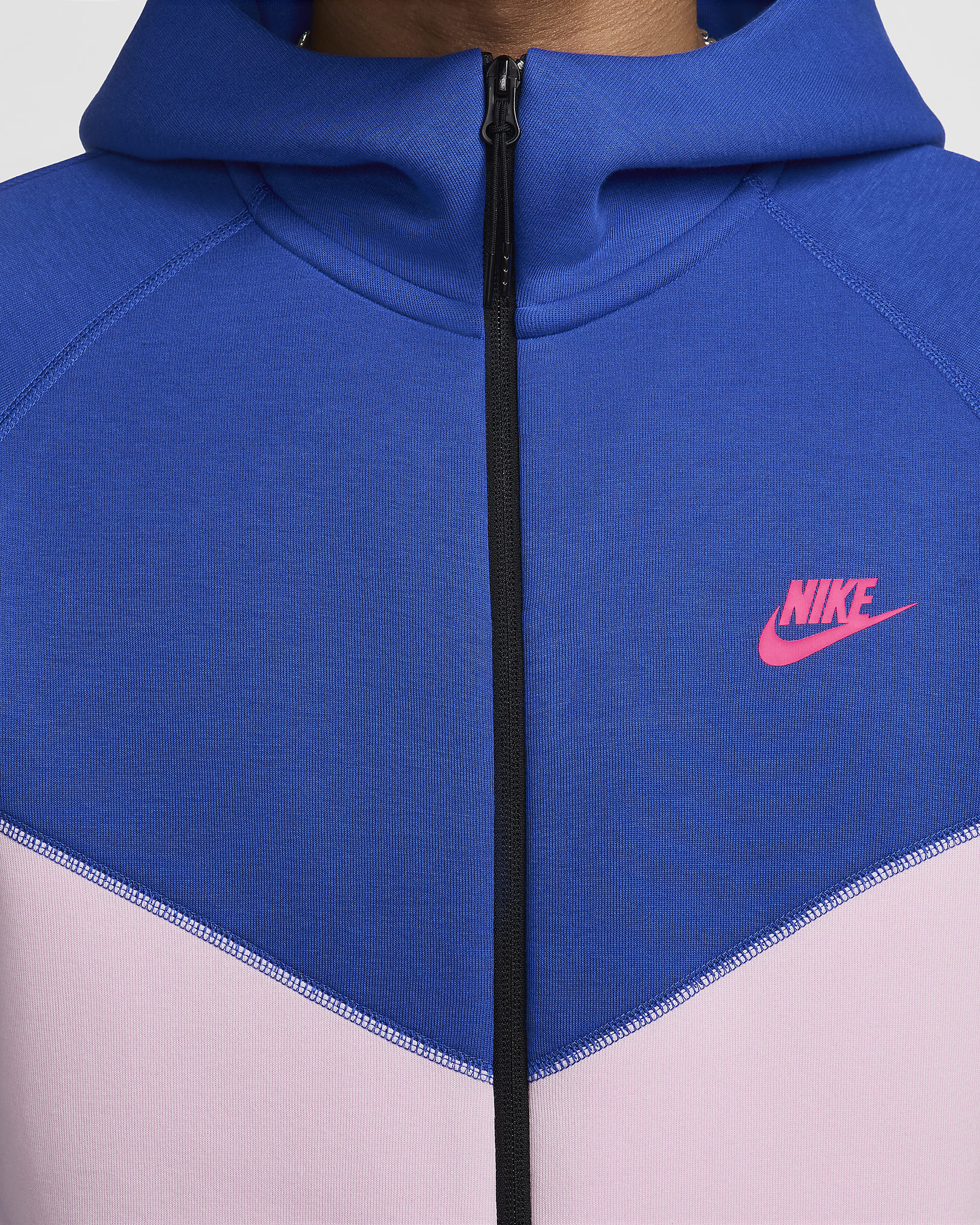 Hoodie com fecho completo Nike Sportswear Tech Fleece Windrunner para homem - Game Royal/Rosa Foam/Azul Royal intenso/Rosa Hyper