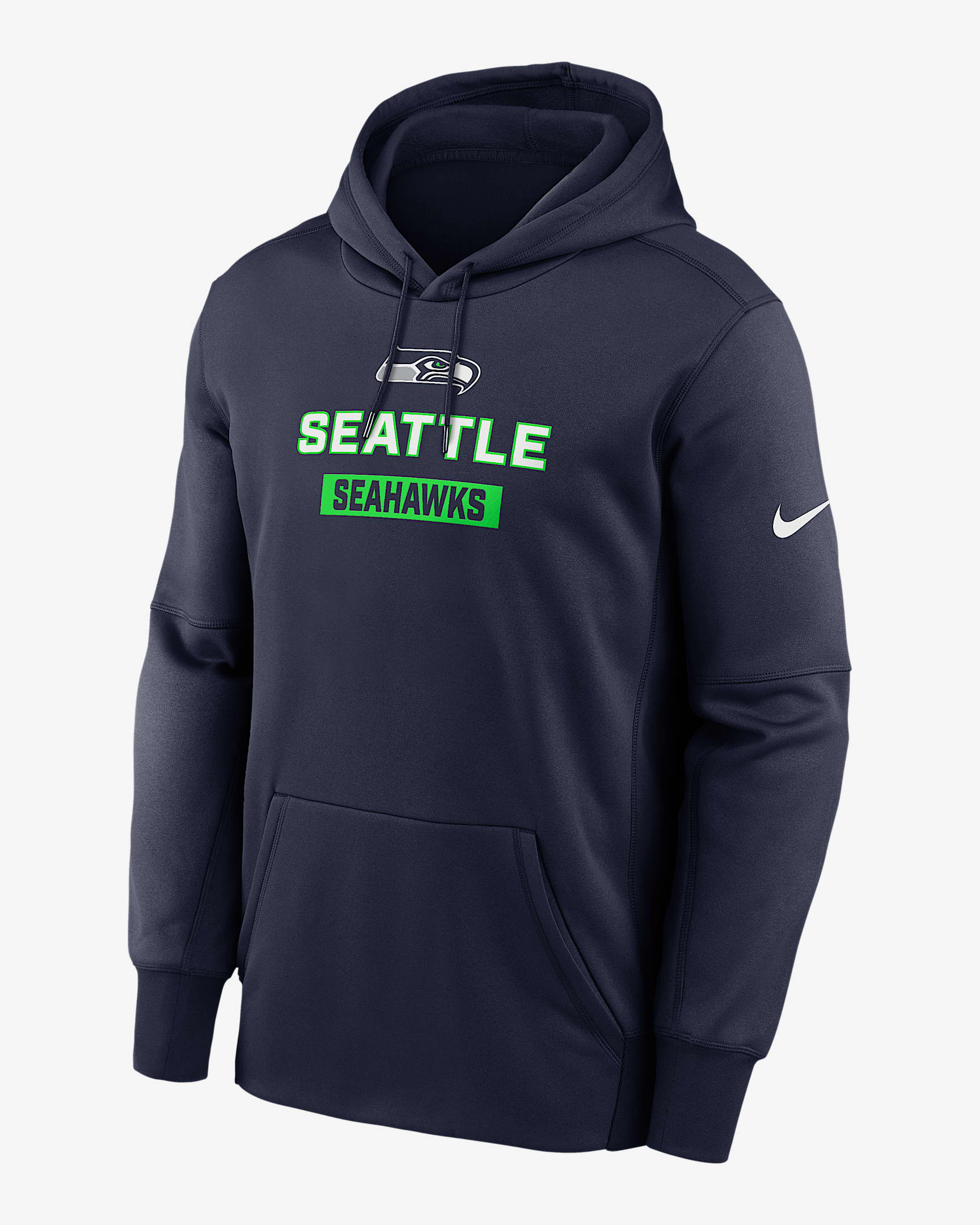 Seattle Seahawks Toss Sweep Men’s Nike Therma NFL Pullover Hoodie - Navy