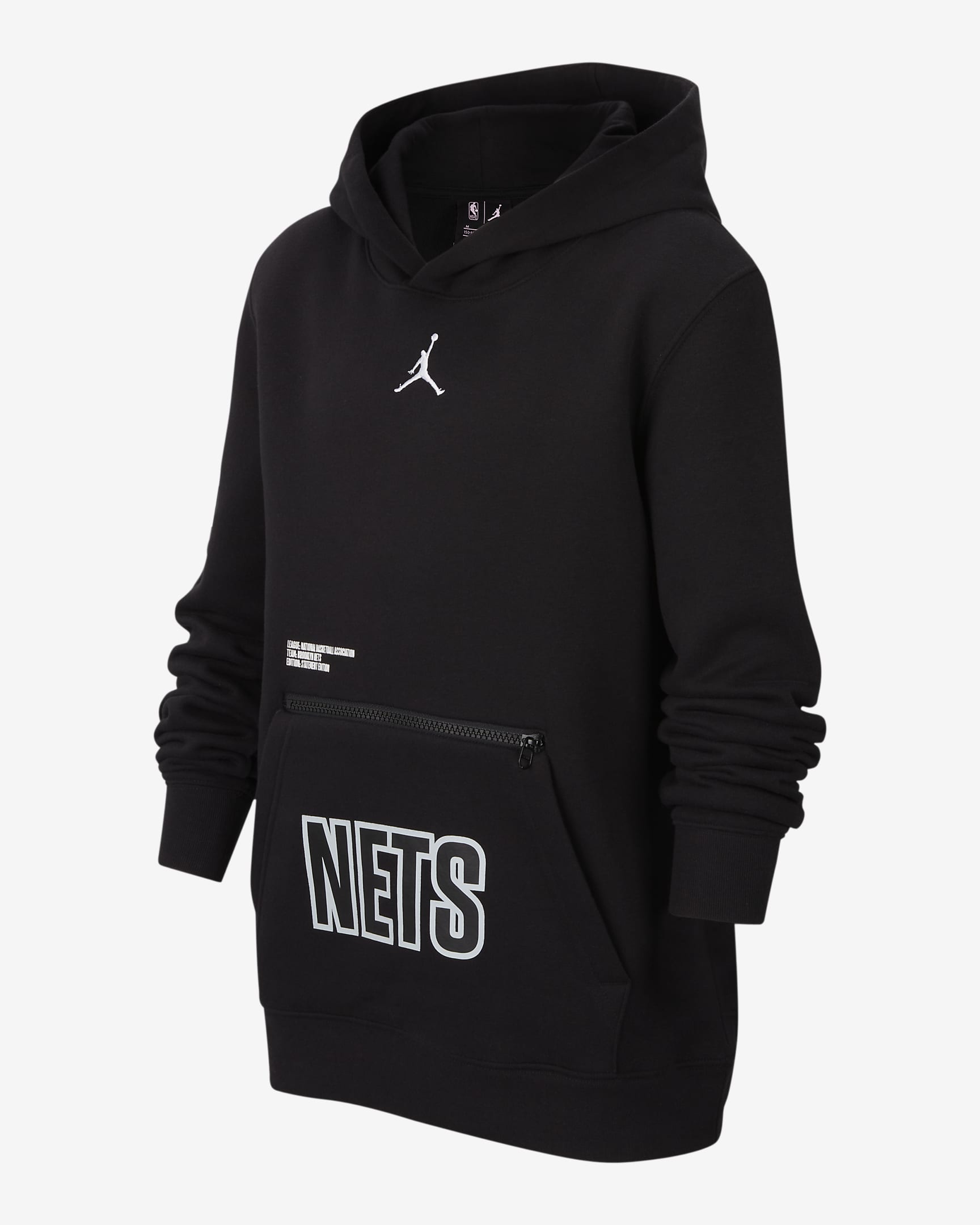 Brooklyn Nets Courtside Statement Edition Big Kids' Jordan NBA Fleece Pullover Hoodie - Black