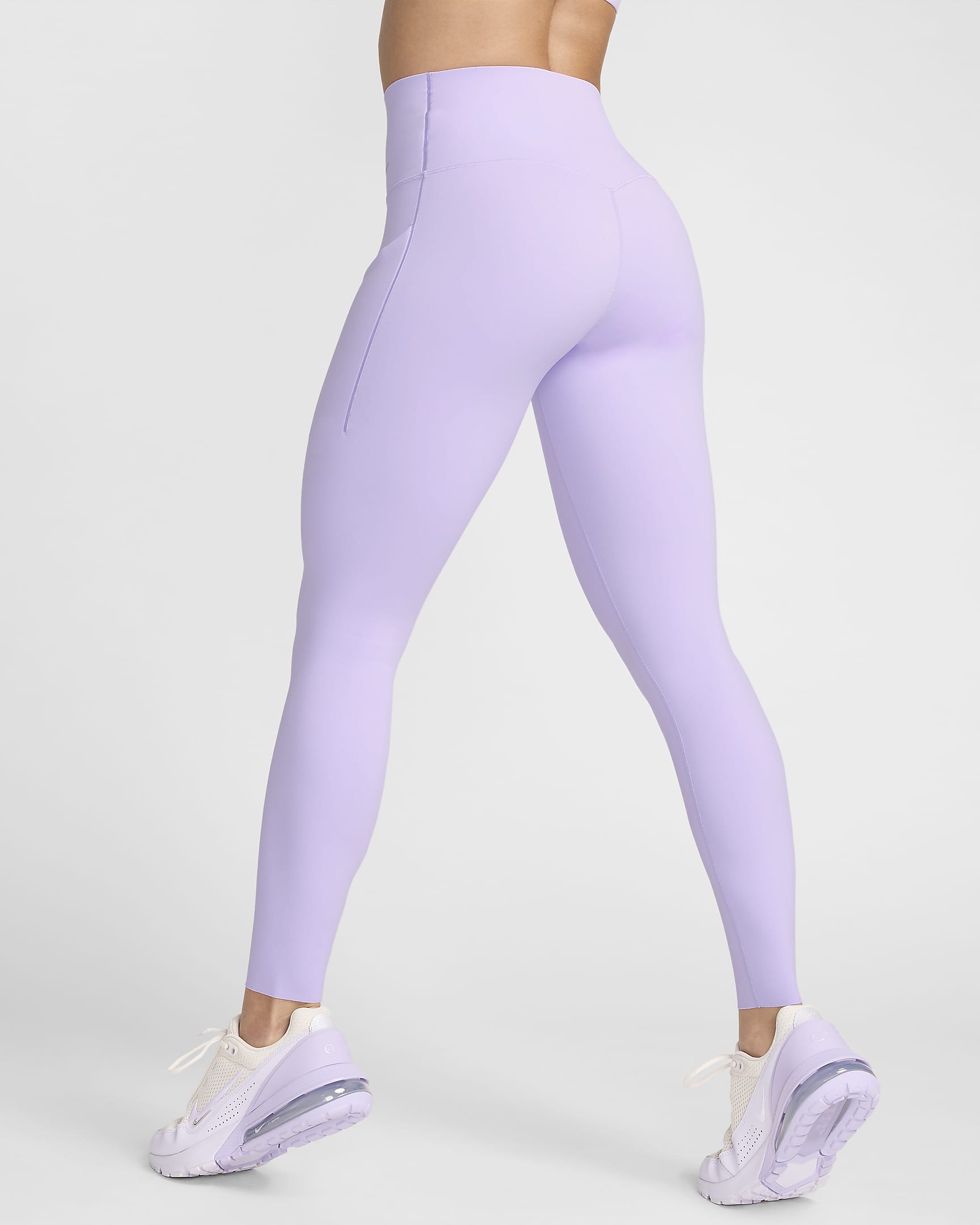 Nike Universa Lange legging met hoge taille, zakken en medium ondersteuning voor dames - Lilac Bloom/Zwart