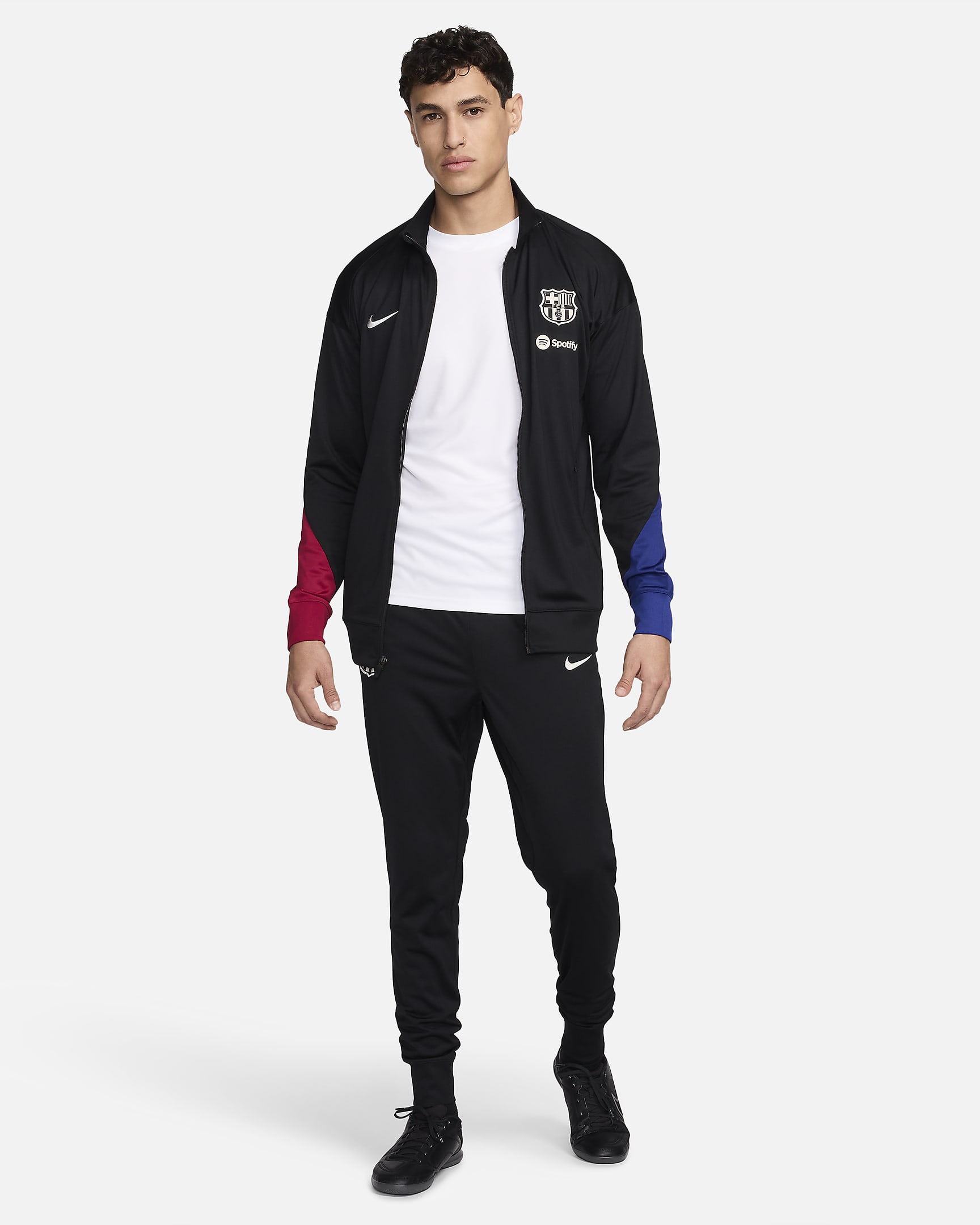 F.C. Barcelona Strike Men's Nike Dri-FIT Football Knit Tracksuit - Black/Noble Red/Deep Royal Blue/Light Orewood Brown