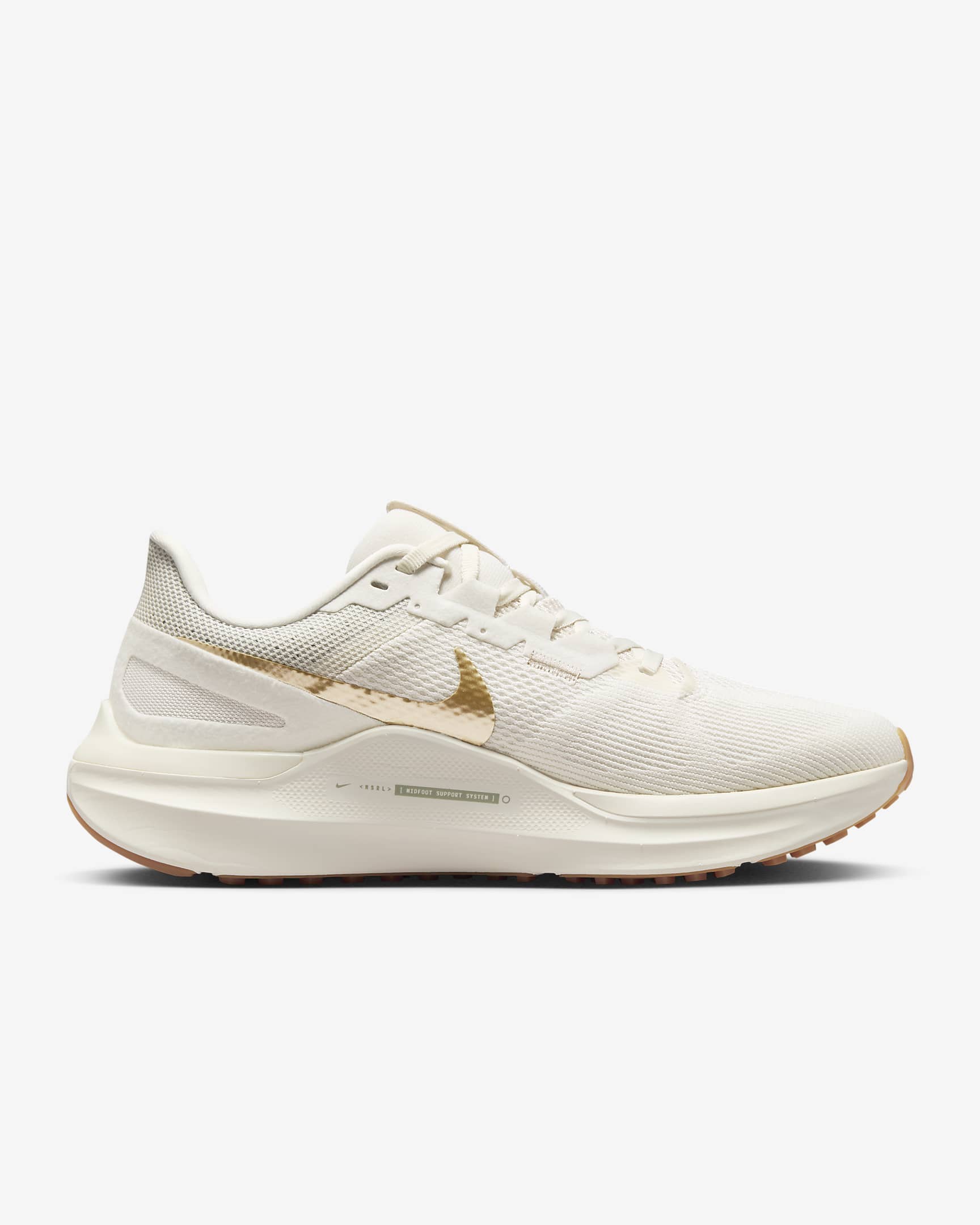 Tenis de correr en pavimento para mujer Nike Structure 25 - Fantasma/Blanco/Marrón claro goma/Oro metalizado