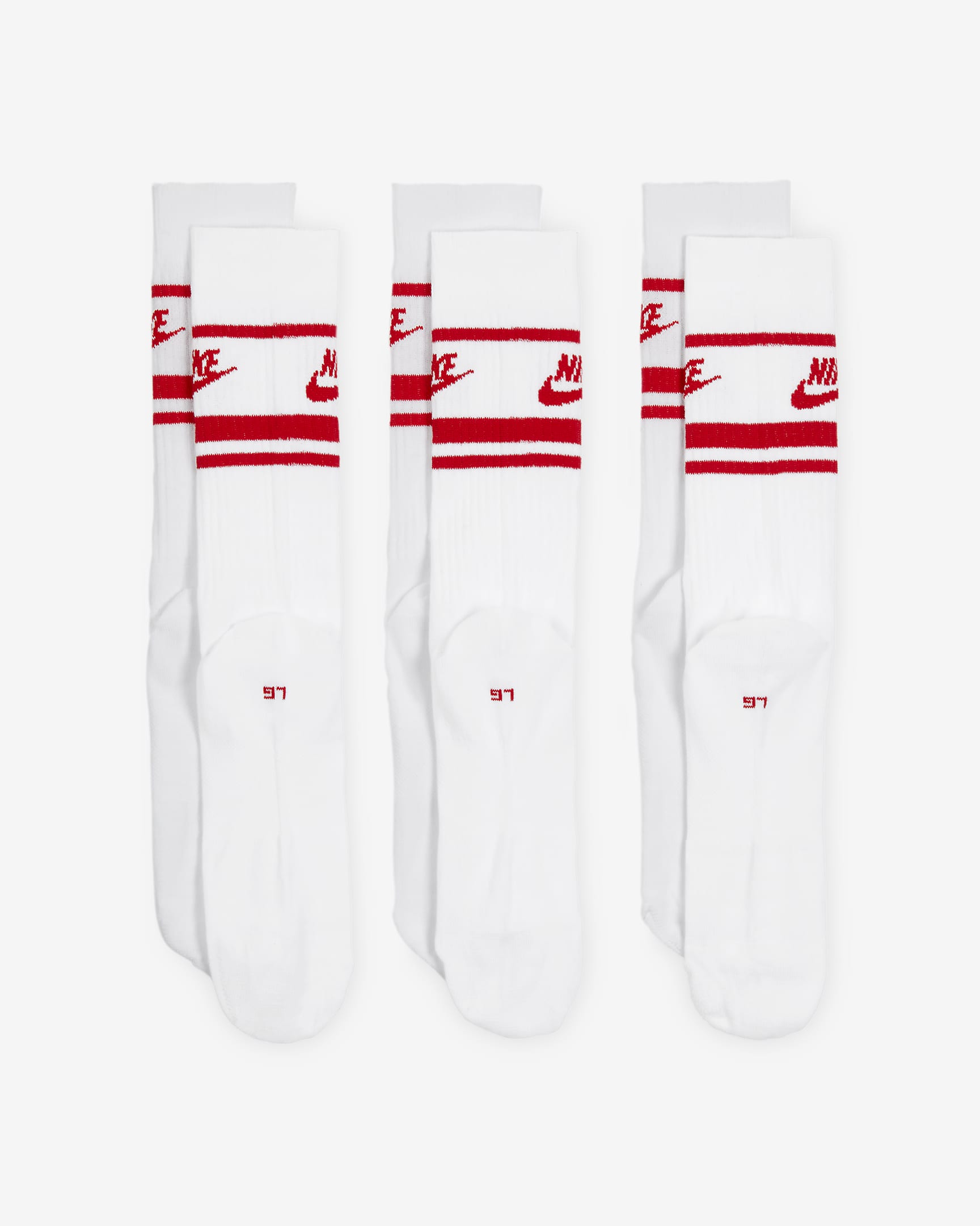 Chaussettes mi-mollet Nike Sportswear Dri-FIT Everyday Essential (3 paires) - Blanc/University Red/University Red