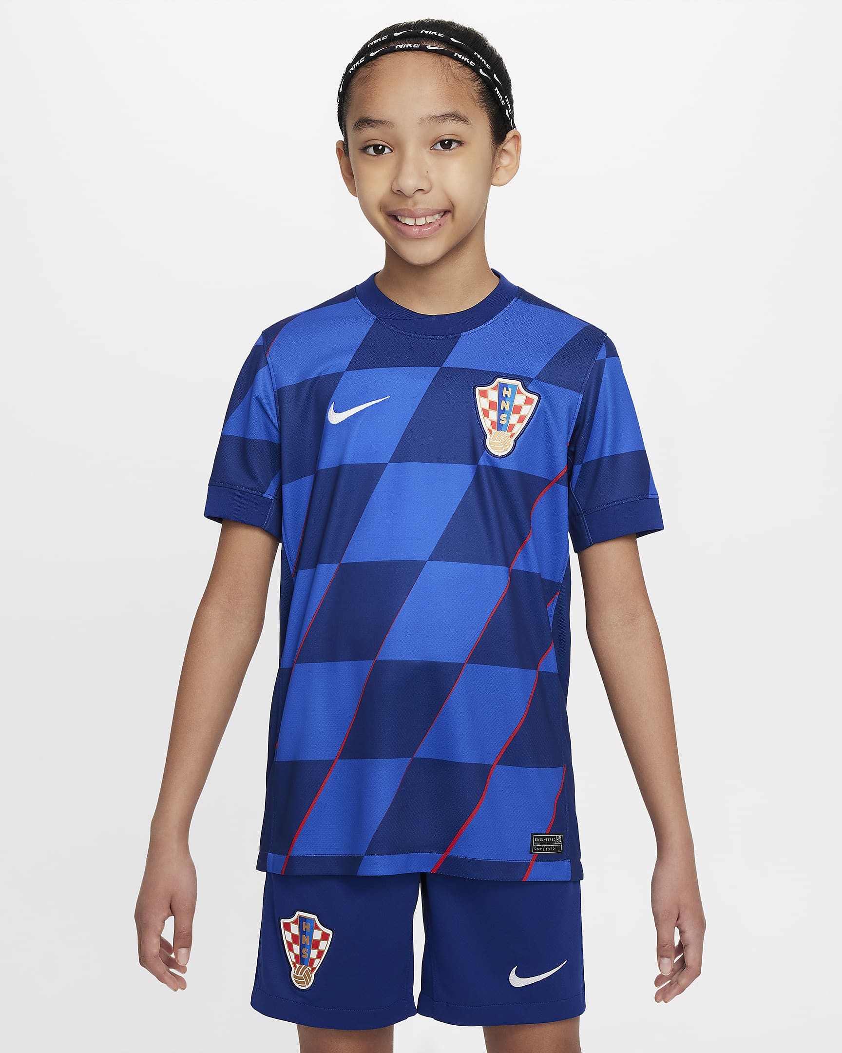 Kroatien 2024/25 Stadium Away Nike Replika-Fußballtrikot mit Dri-FIT-Technologie (ältere Kinder) - Hyper Royal/Deep Royal Blue/University Red/Weiß