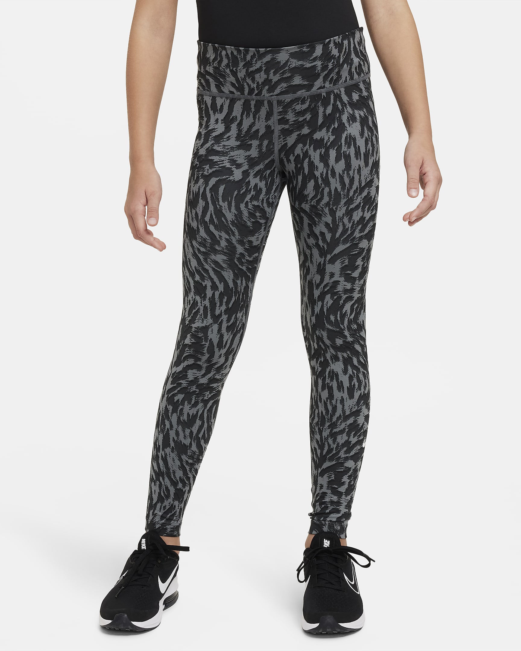 Nike One Older Kids' (Girls') Dri-FIT Leggings - Smoke Grey/White