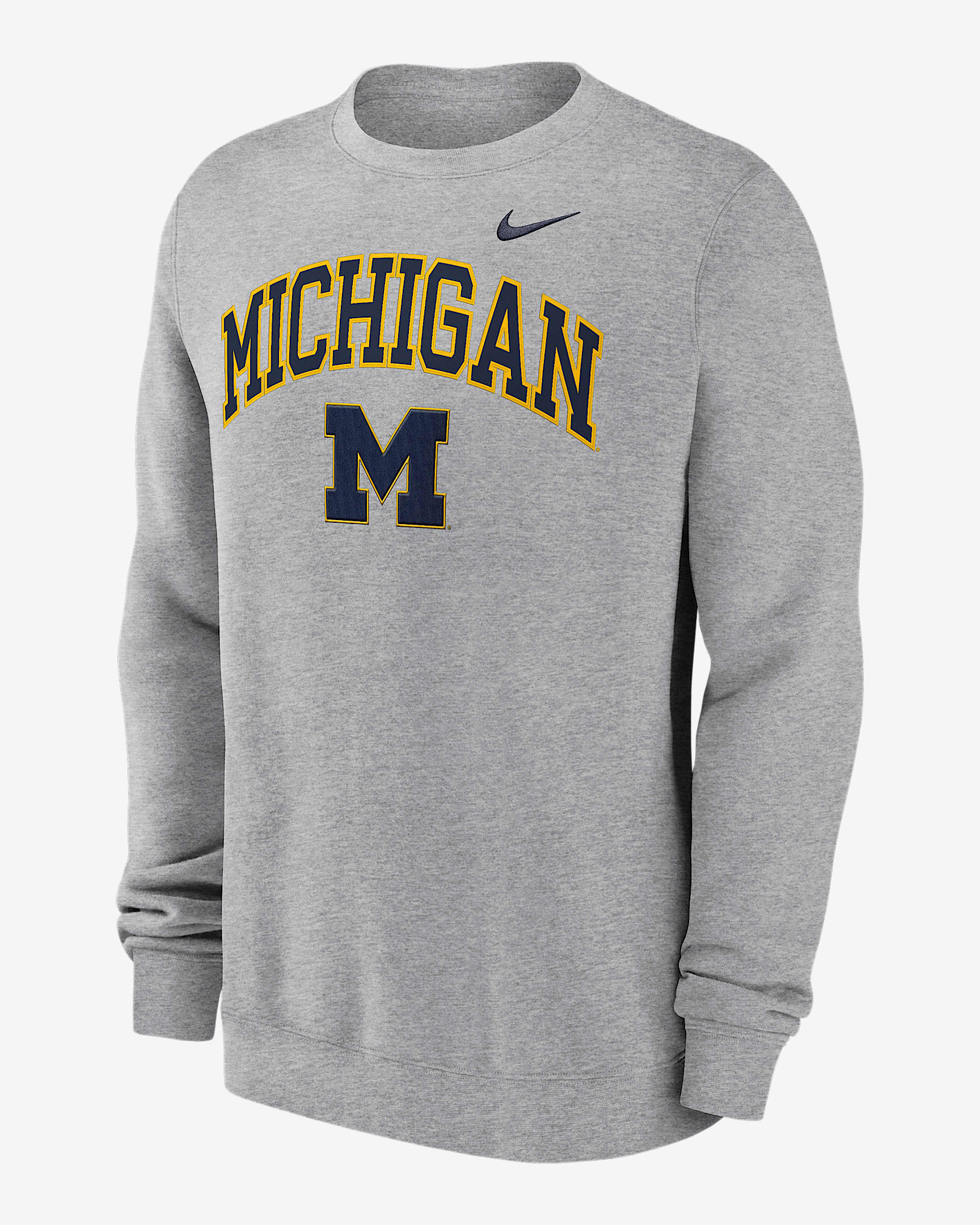 Michigan Arch Men's Nike College Pullover Crew - Grey