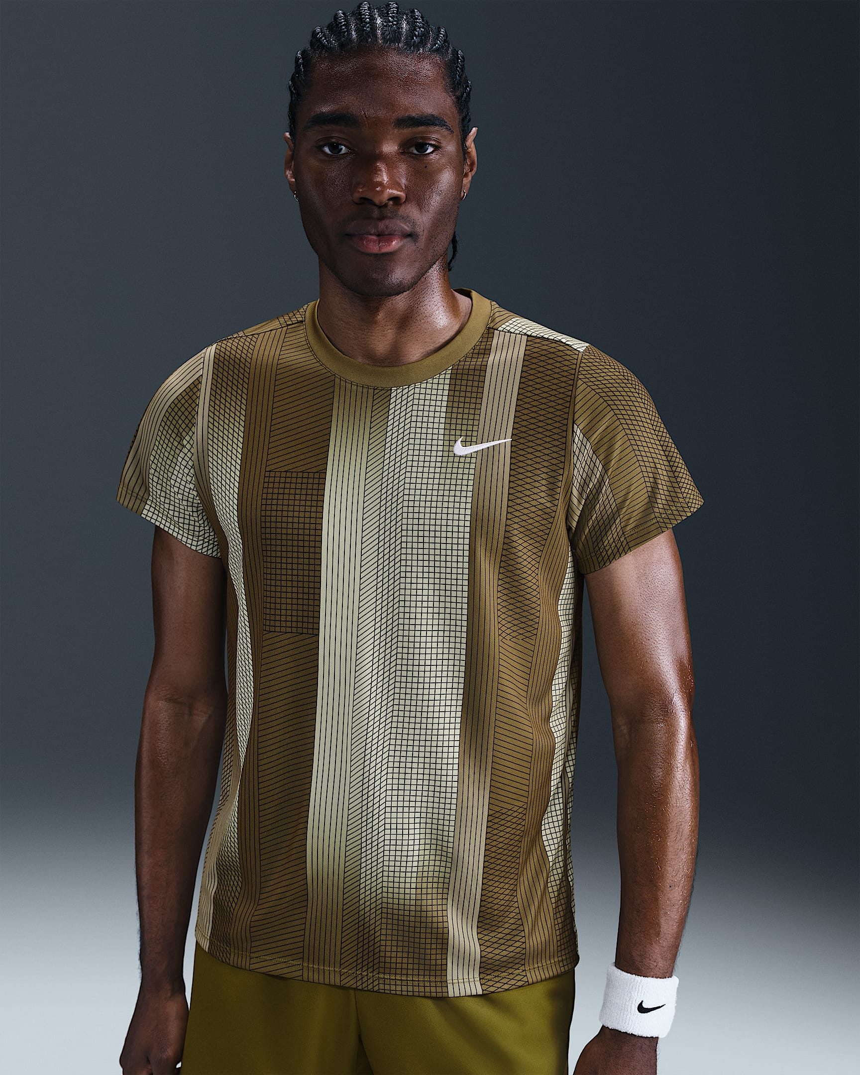 NikeCourt Victory Men's Dri-FIT Tennis Top - Olive Flak/White