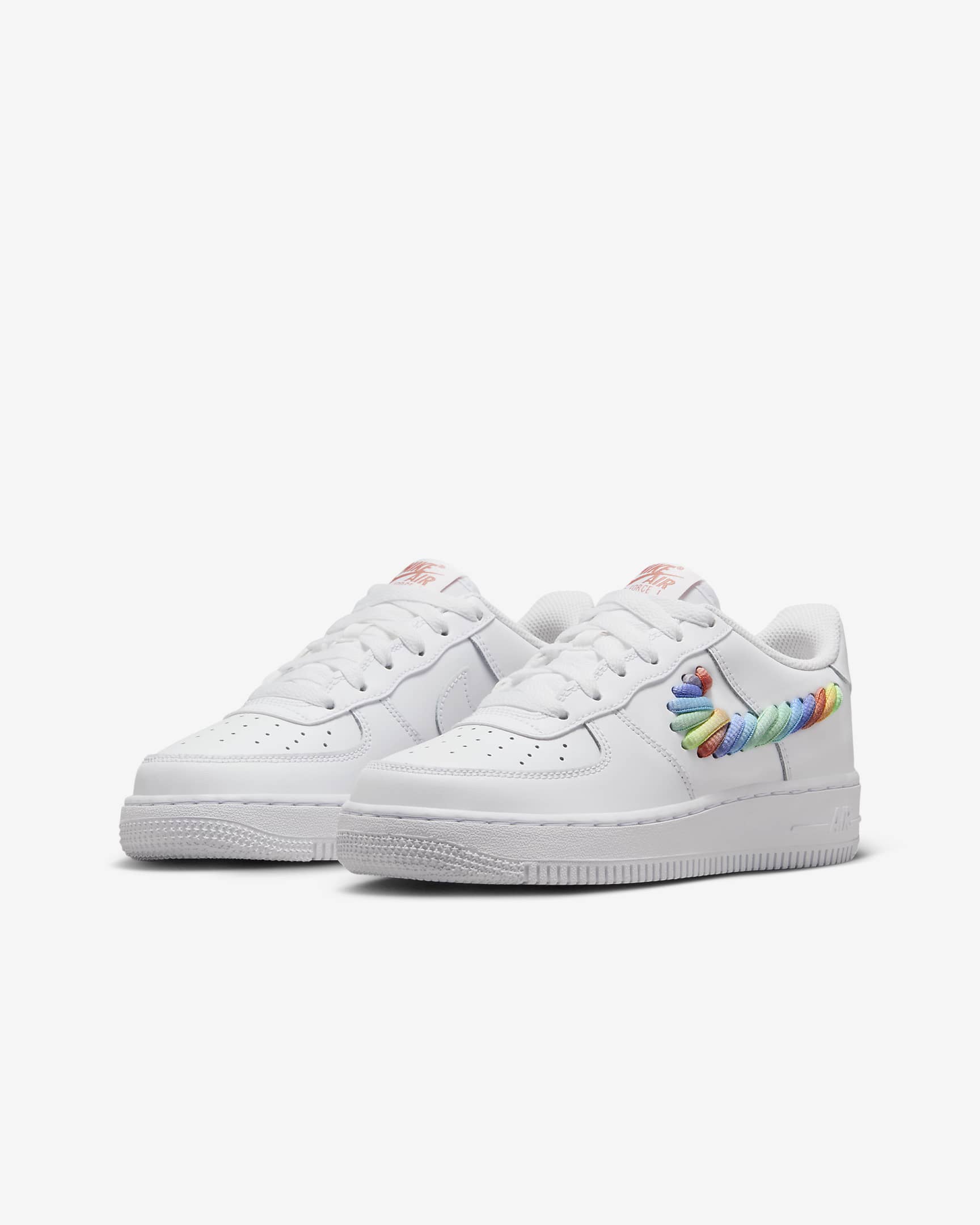 Nike Air Force 1 LV8 Older Kids' Shoes - White/Terra Blush/Vapour Green/Multi-Colour