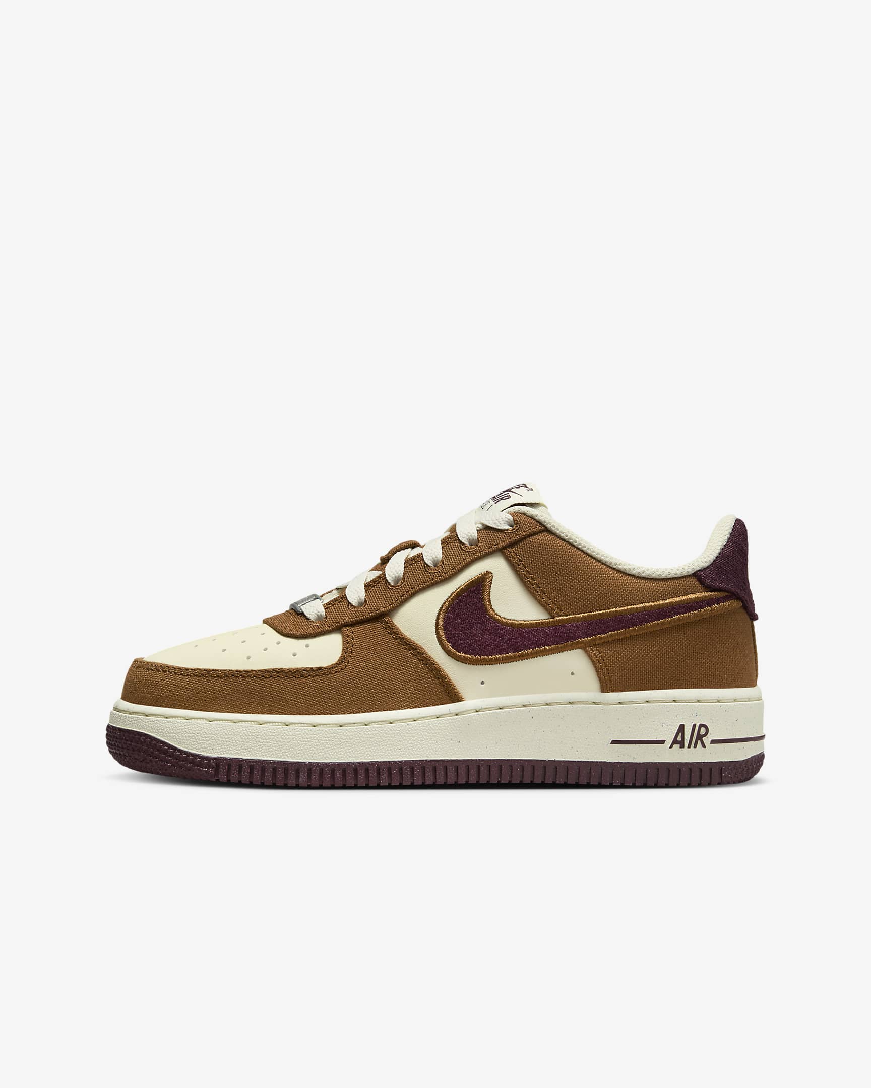 Nike Air Force 1 LV8 Older Kids' Shoes - Light British Tan/Coconut Milk/Gum Dark Brown/Burgundy Crush