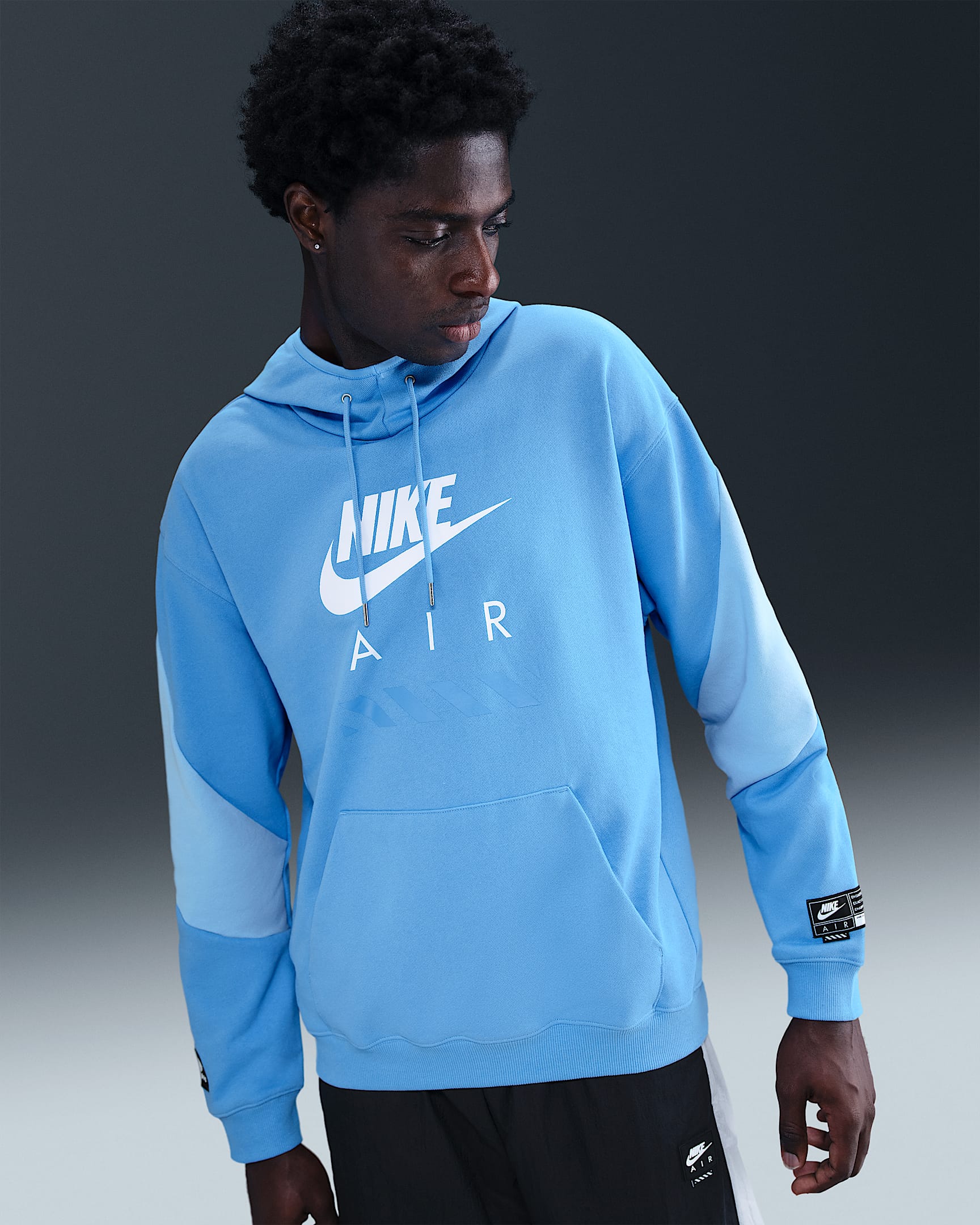 Nike Air Men's Fleece Pullover Hoodie - University Blue/Psychic Blue/White