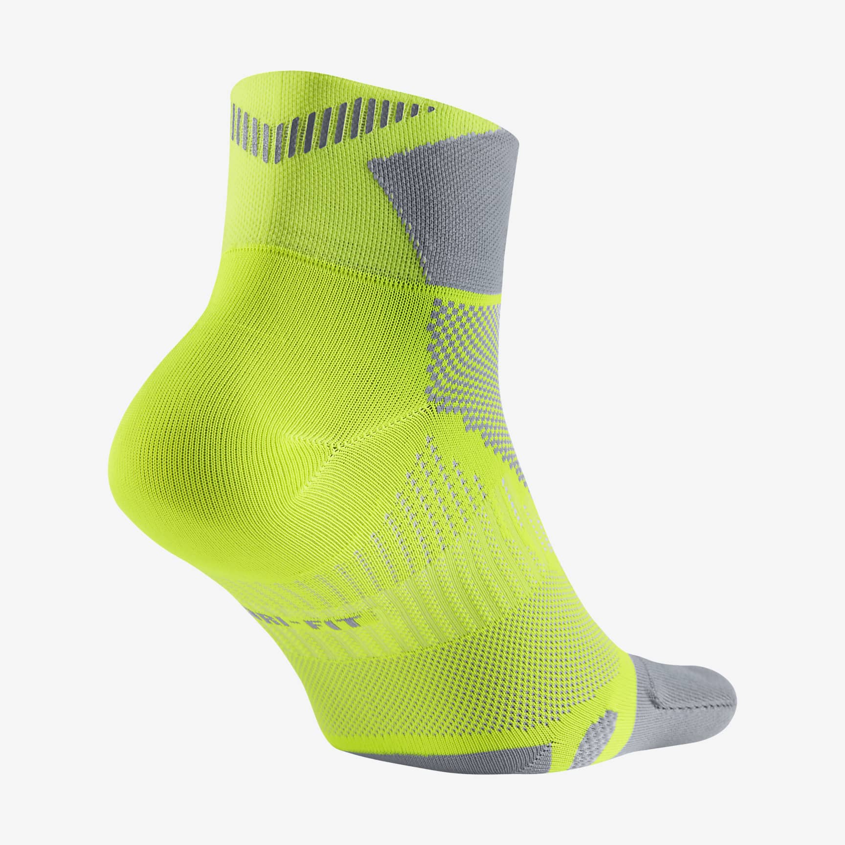 Nike Elite Lightweight Quarter Running Socks - Volt/Wolf Grey/Volt