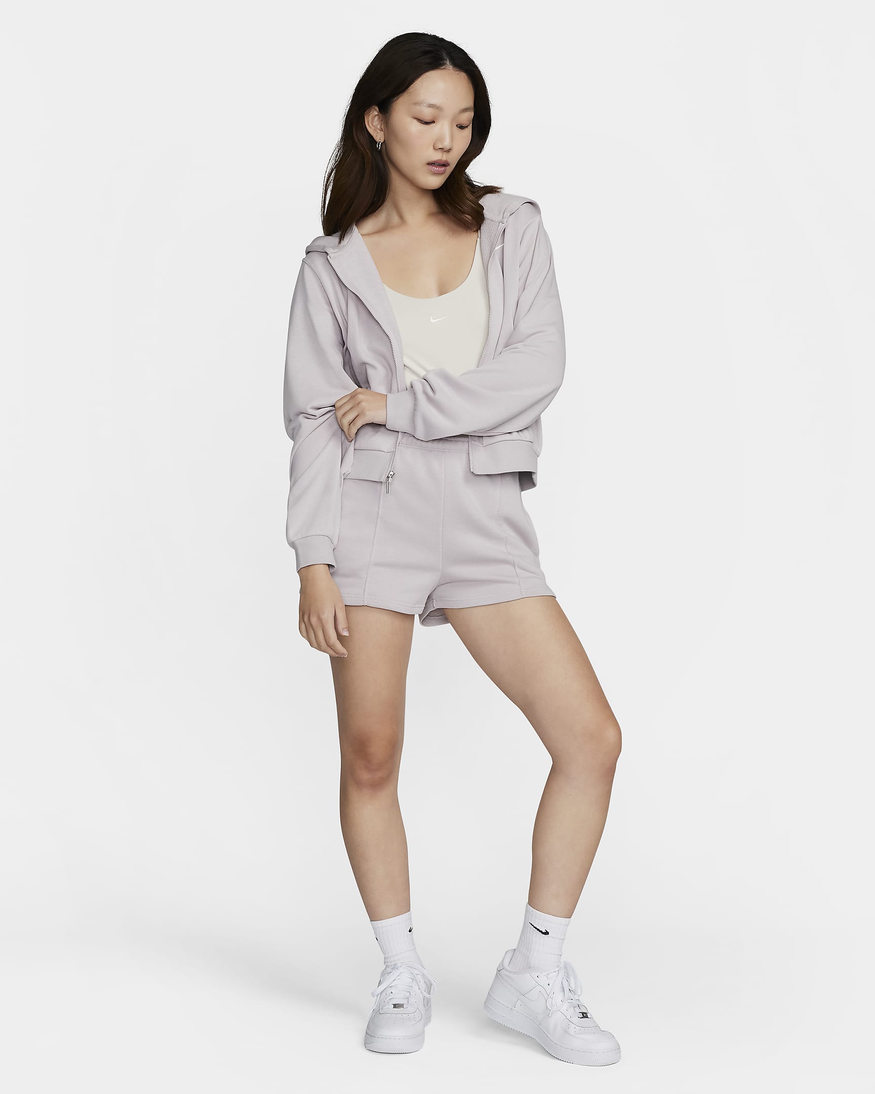 Nike Sportswear Chill Terry Women's Loose Full-Zip French Terry Hoodie - Platinum Violet/Sail